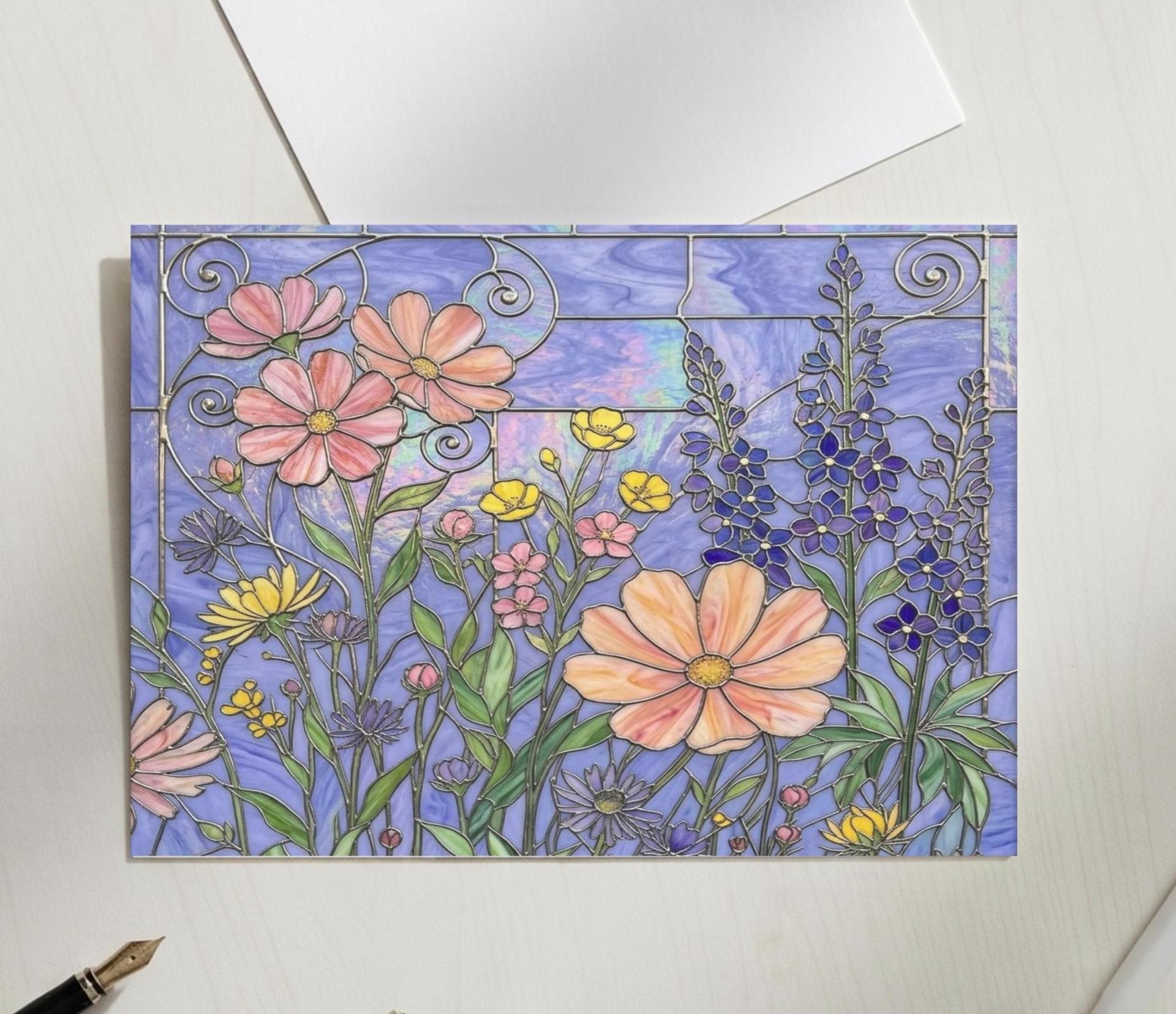 Flowers - Original Art Card - Single Card or Bulk 10 Pack of Gift Cards