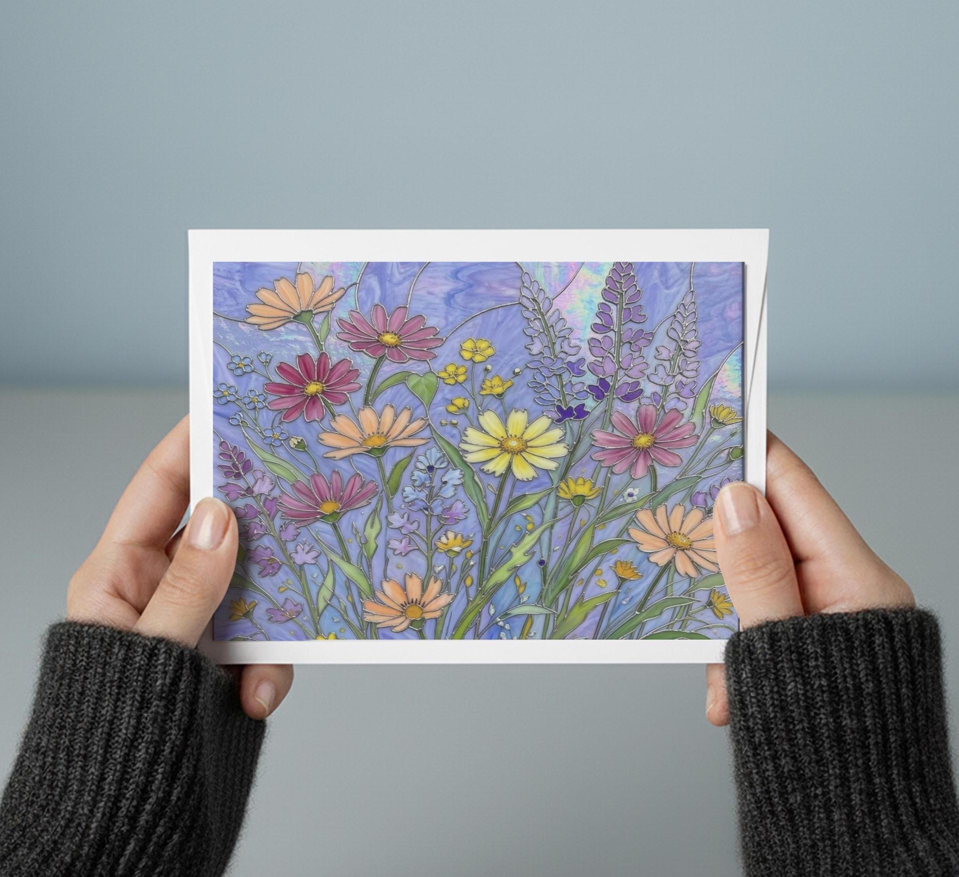 Flowers - Original Art Card - Single Card or Bulk 10 Pack of Gift Cards