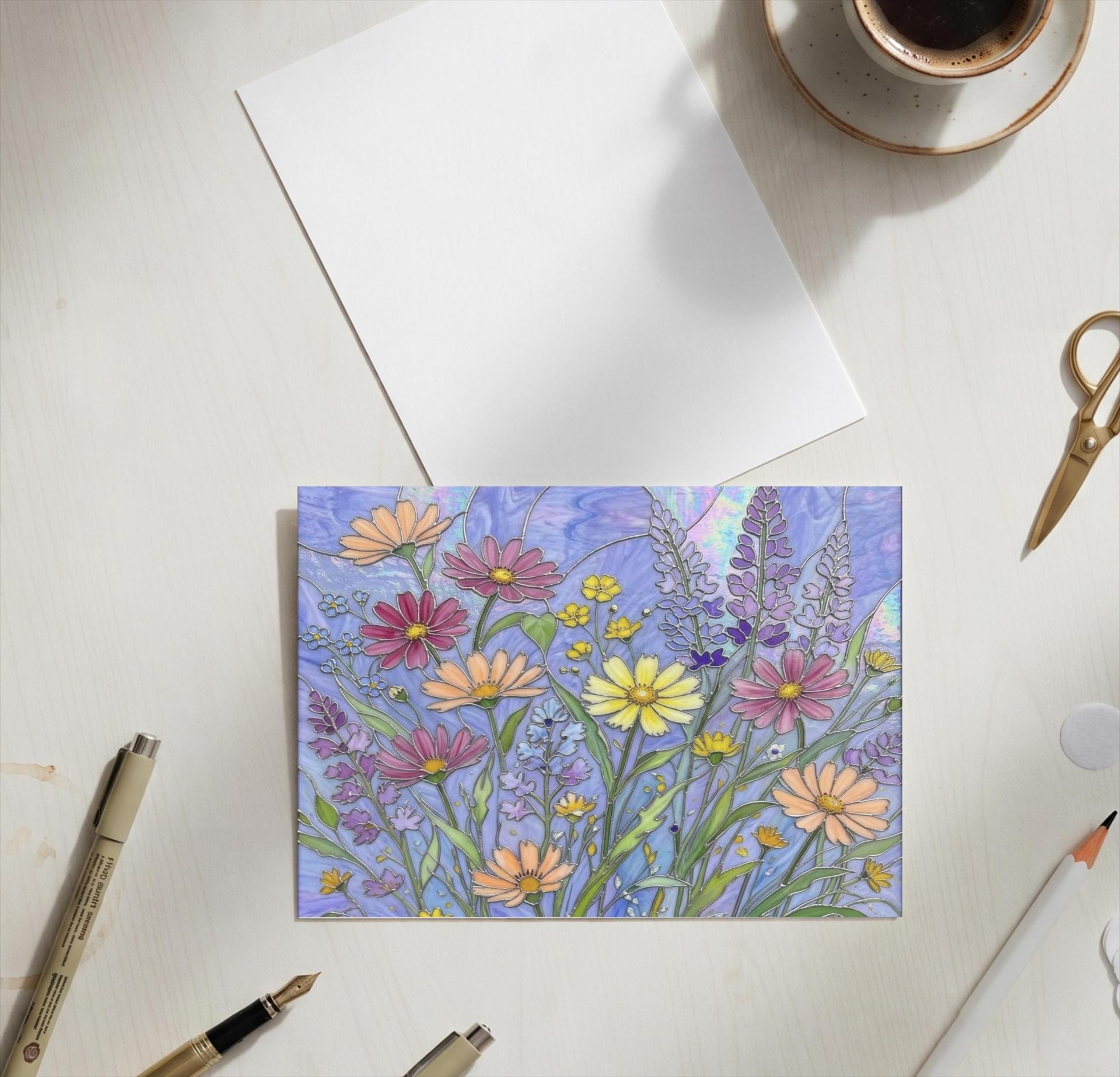 Flowers - Original Art Card - Single Card or Bulk 10 Pack of Gift Cards