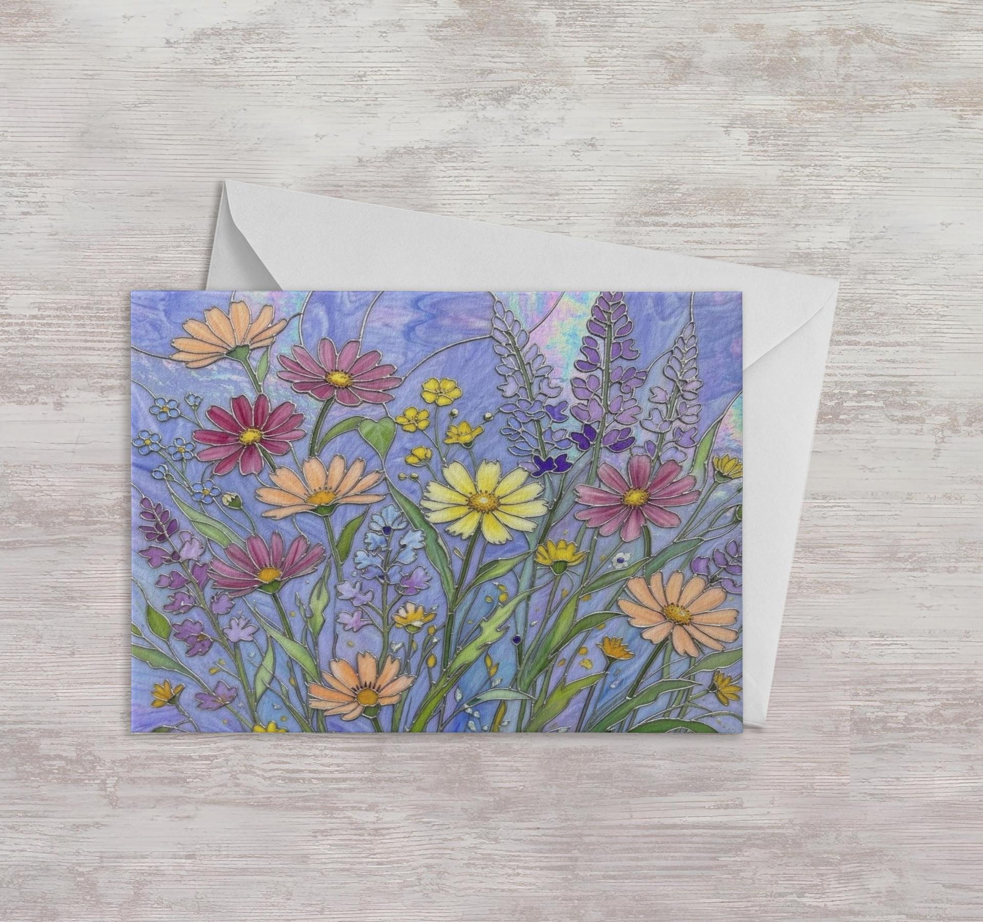 Flowers - Original Art Card - Single Card or Bulk 10 Pack of Gift Cards