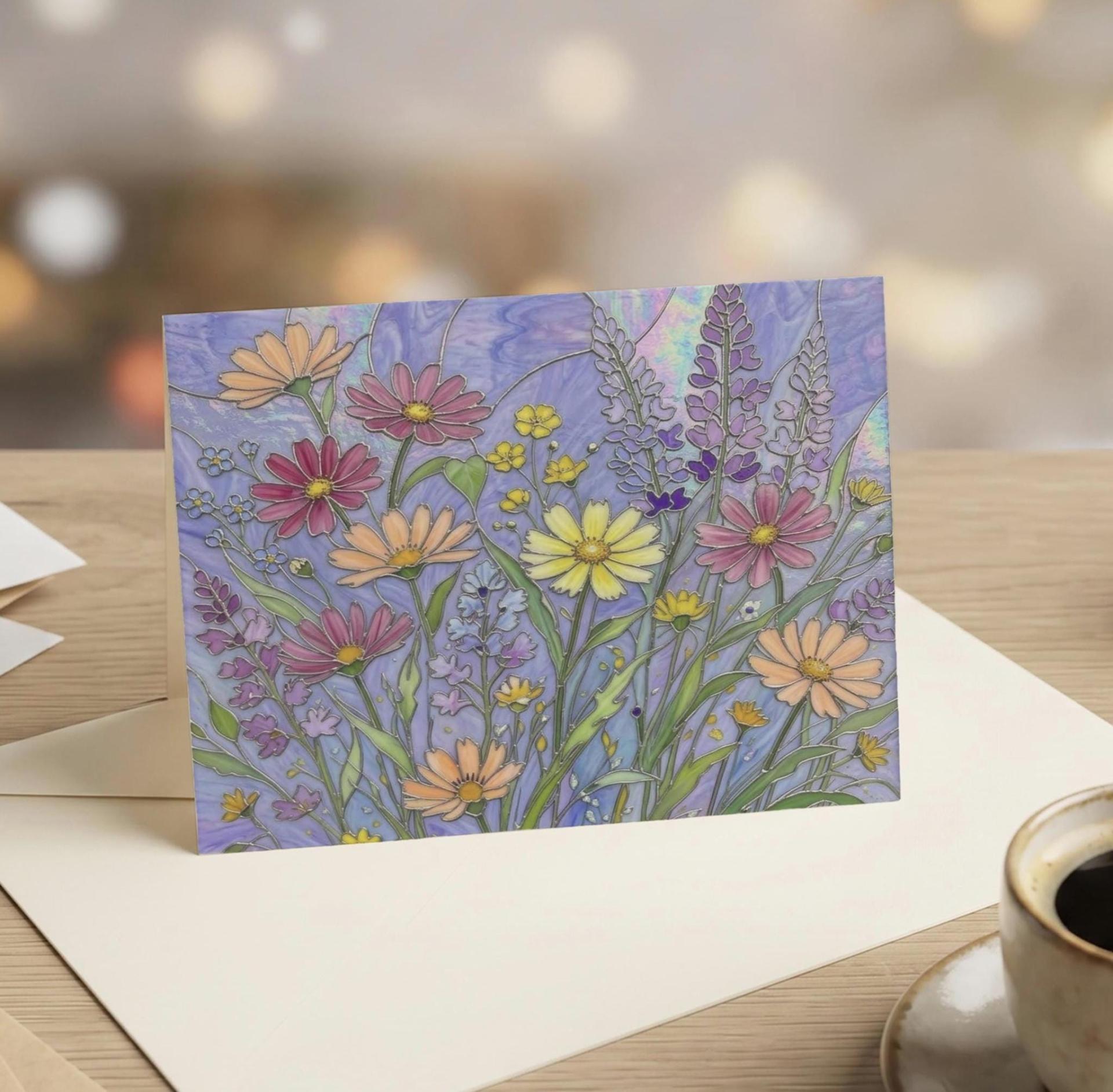 Flowers - Original Art Card - Single Card or Bulk 10 Pack of Gift Cards