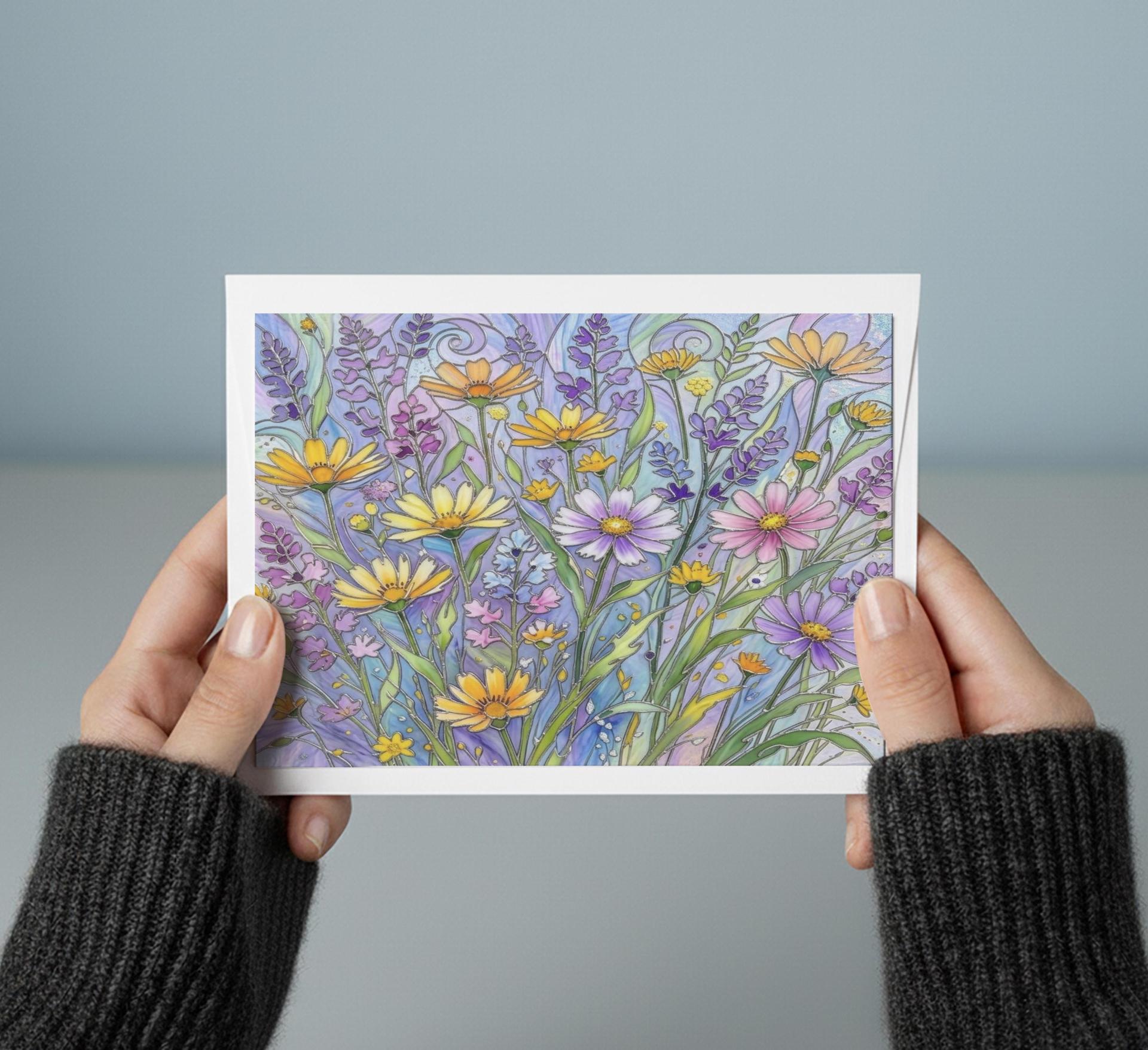 Flowers - Original Art Card - Single Card or Bulk 10 Pack of Gift Cards