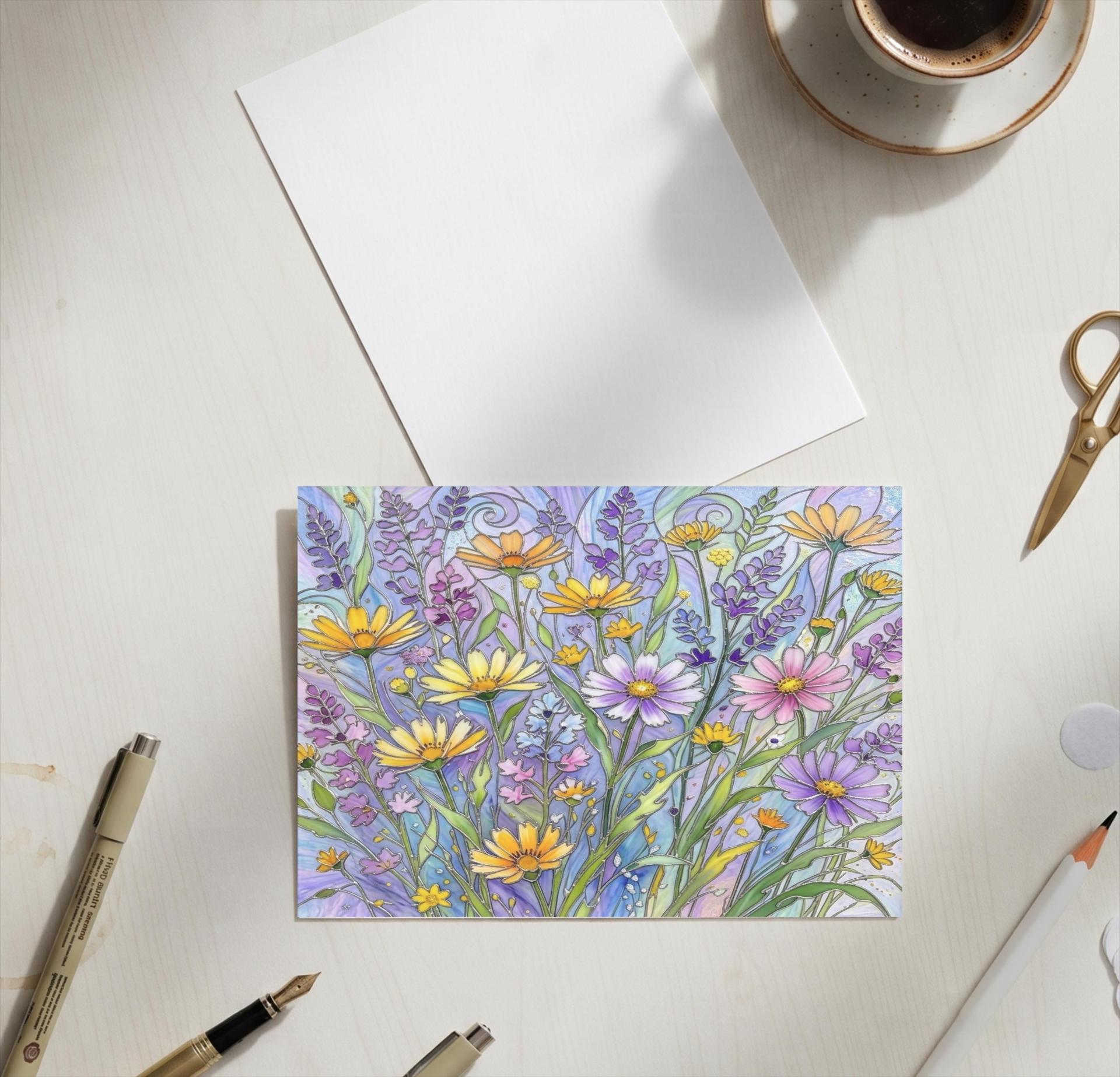 Flowers - Original Art Card - Single Card or Bulk 10 Pack of Gift Cards