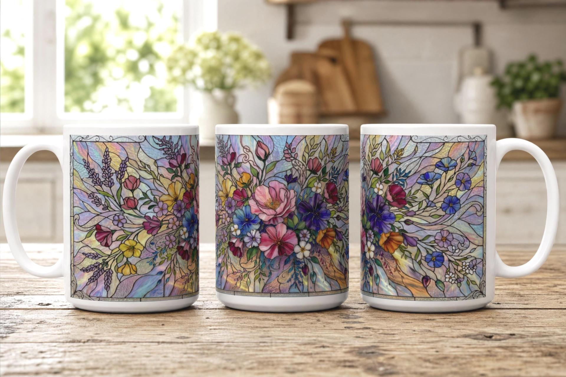 Floral Cups -  Large and Small Ceramic Mugs