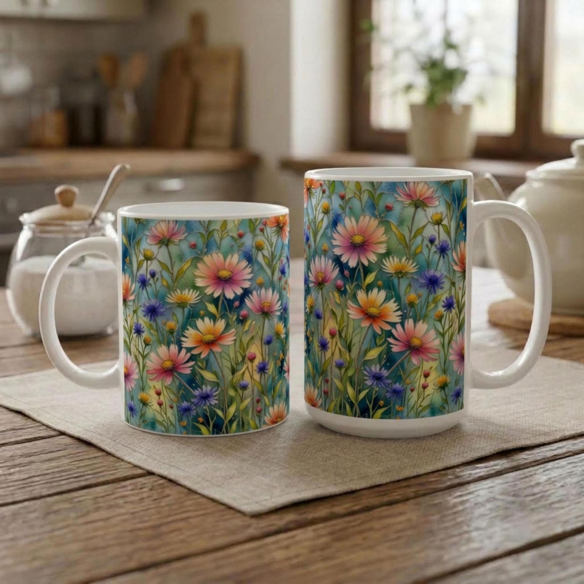 Floral Cups -  Large and Small Ceramic Mugs