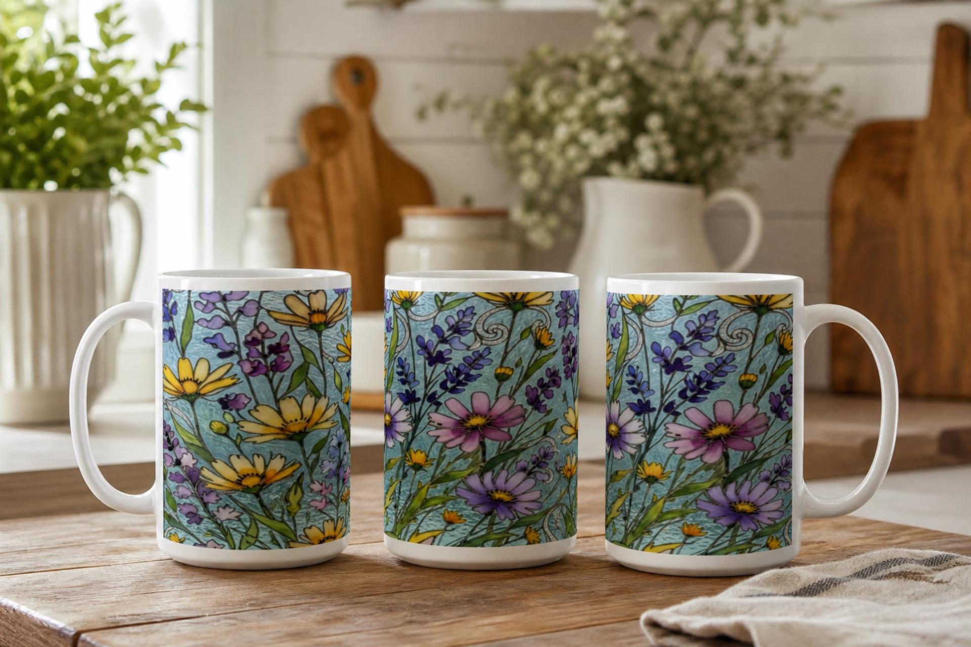 Floral Cups -  Large and Small Ceramic Mugs