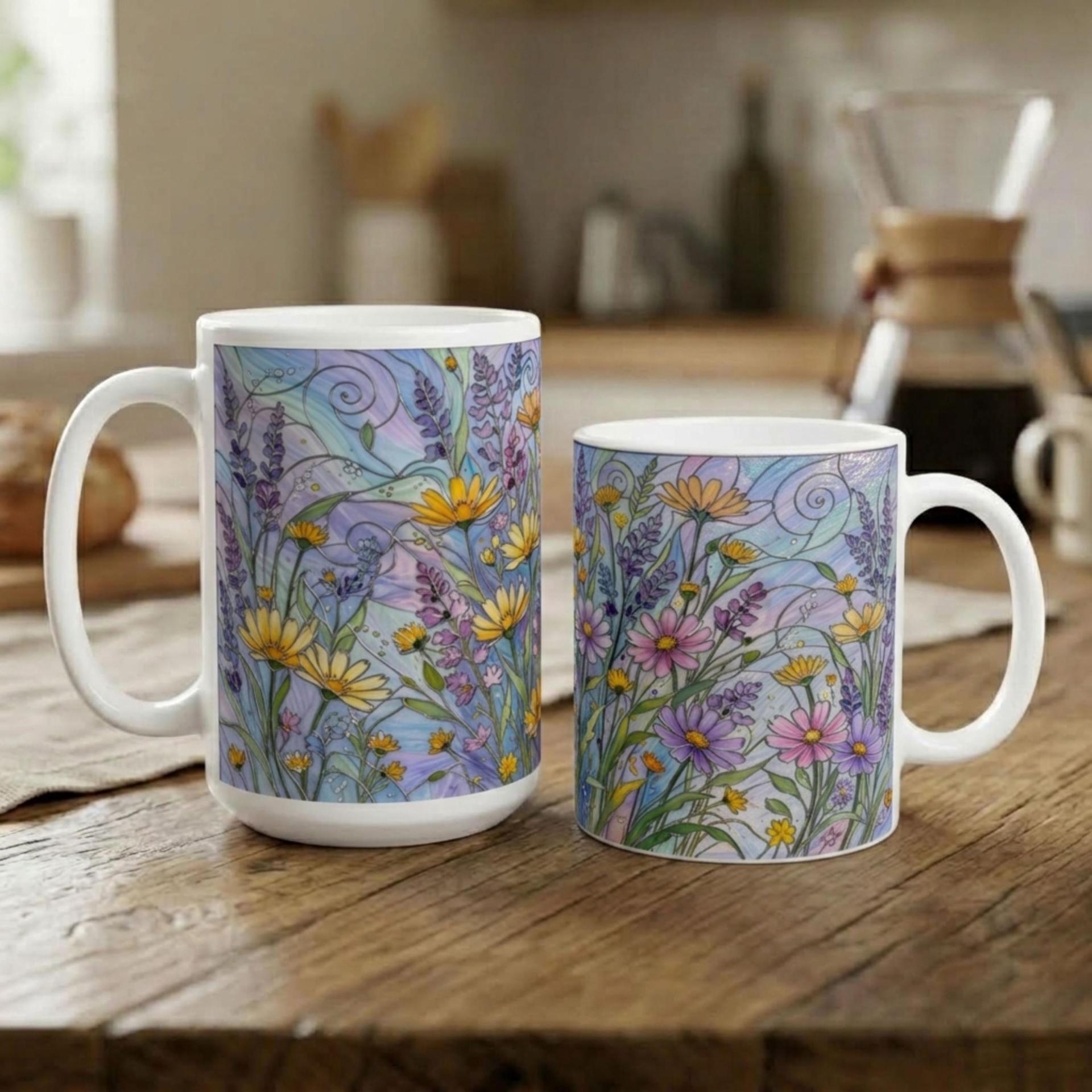 Floral Cups -  Large and Small Ceramic Mugs
