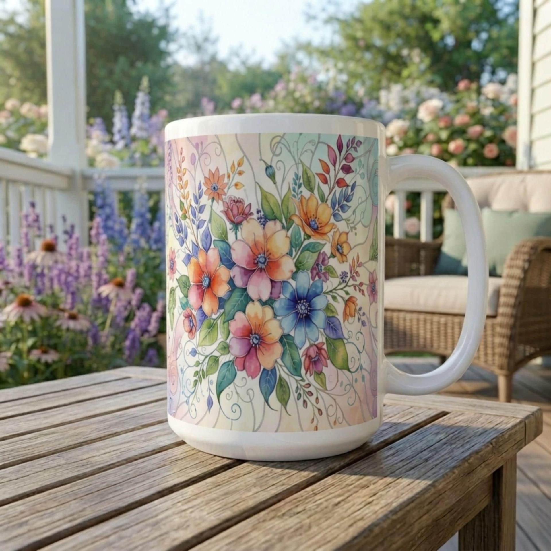 Floral Cups -  Large and Small Ceramic Mugs