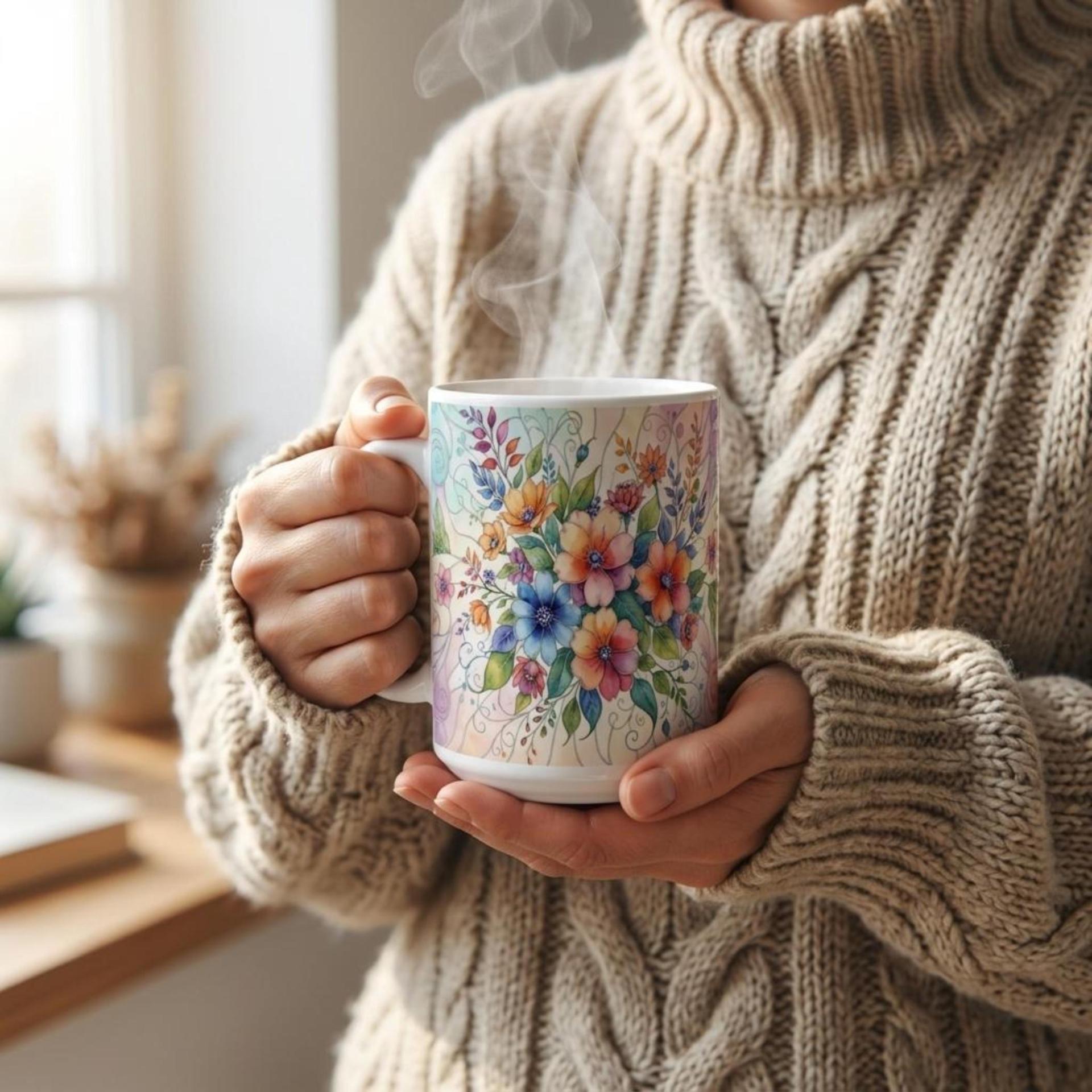 Floral Cups -  Large and Small Ceramic Mugs
