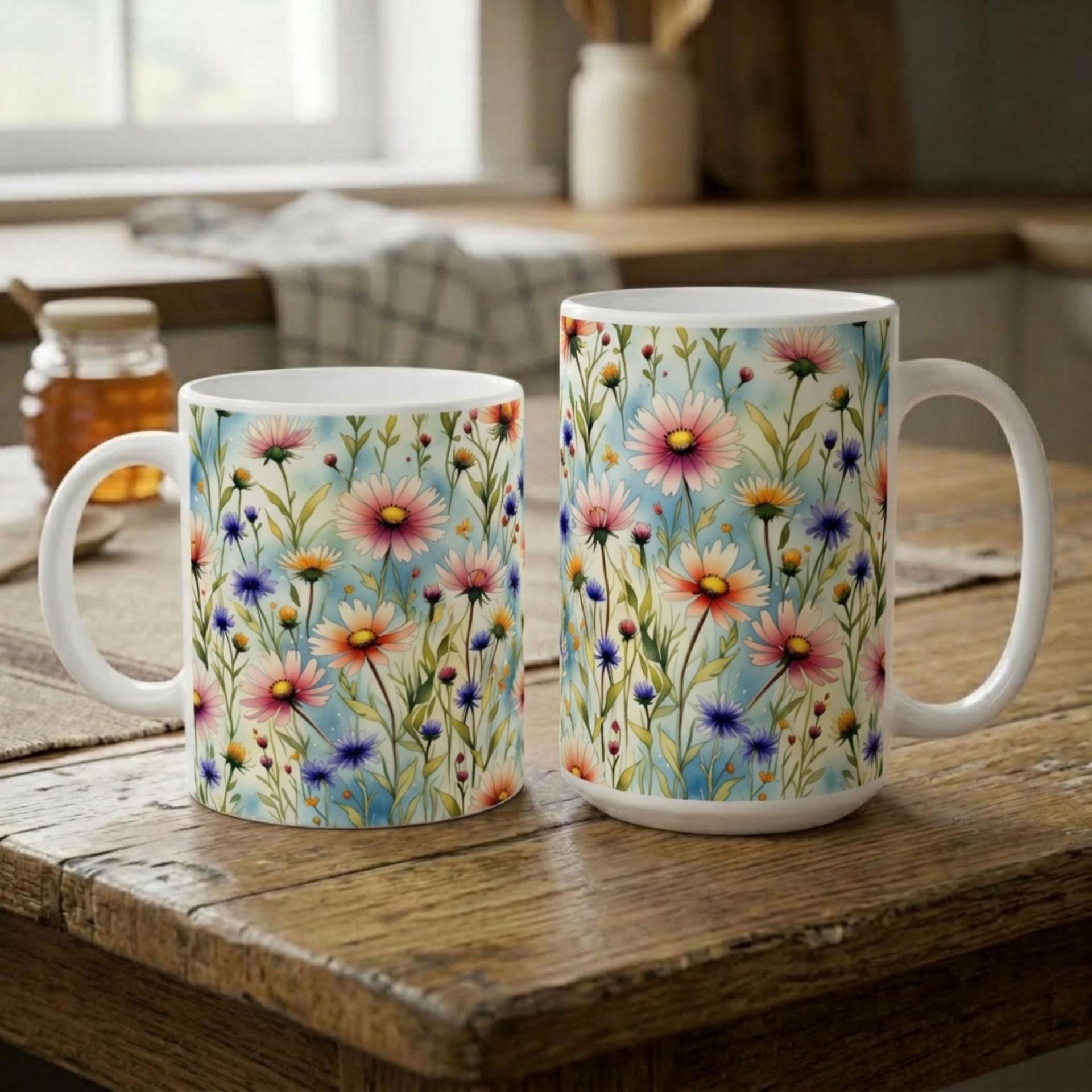 Floral Cups -  Large and Small Ceramic Mugs