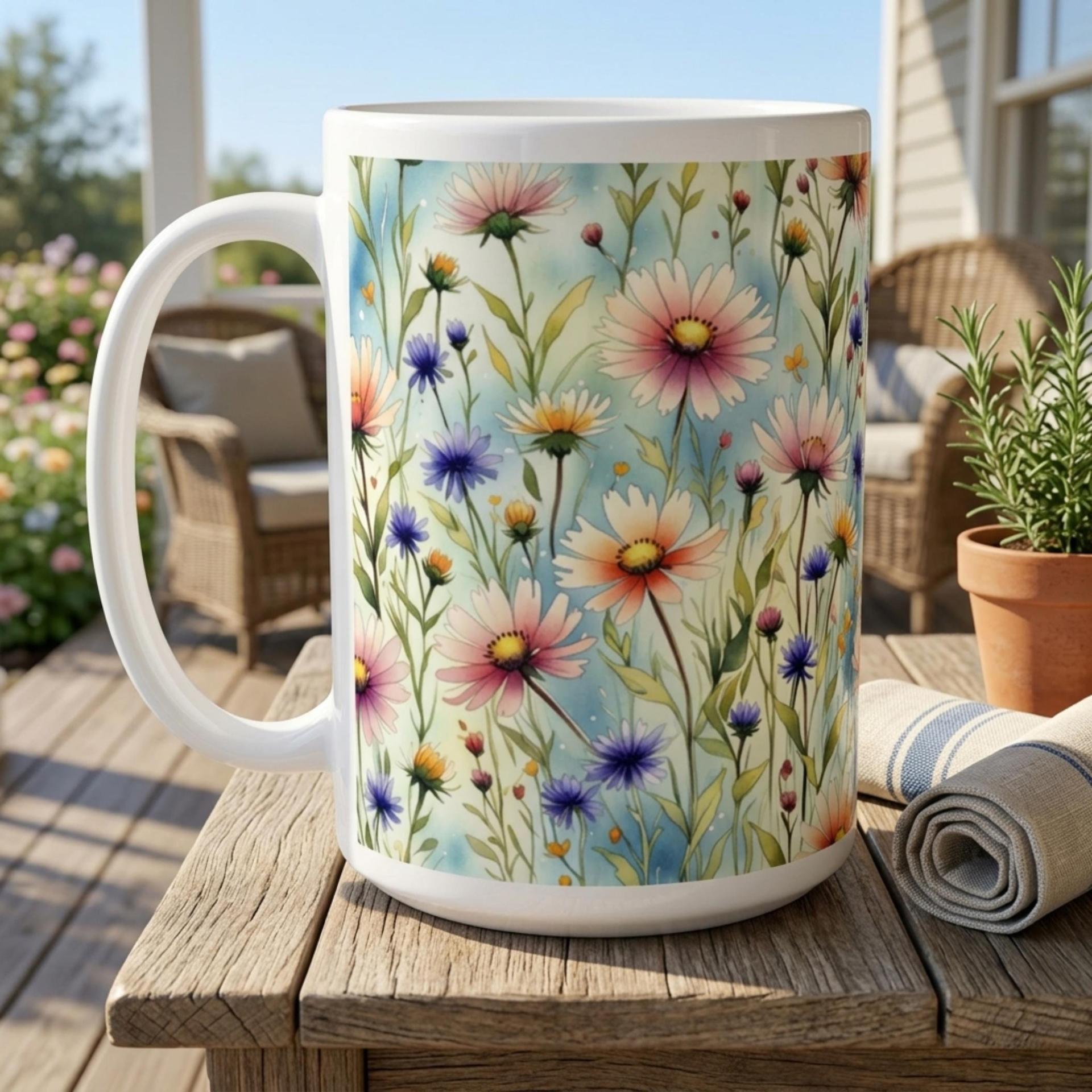 Floral Cups -  Large and Small Ceramic Mugs