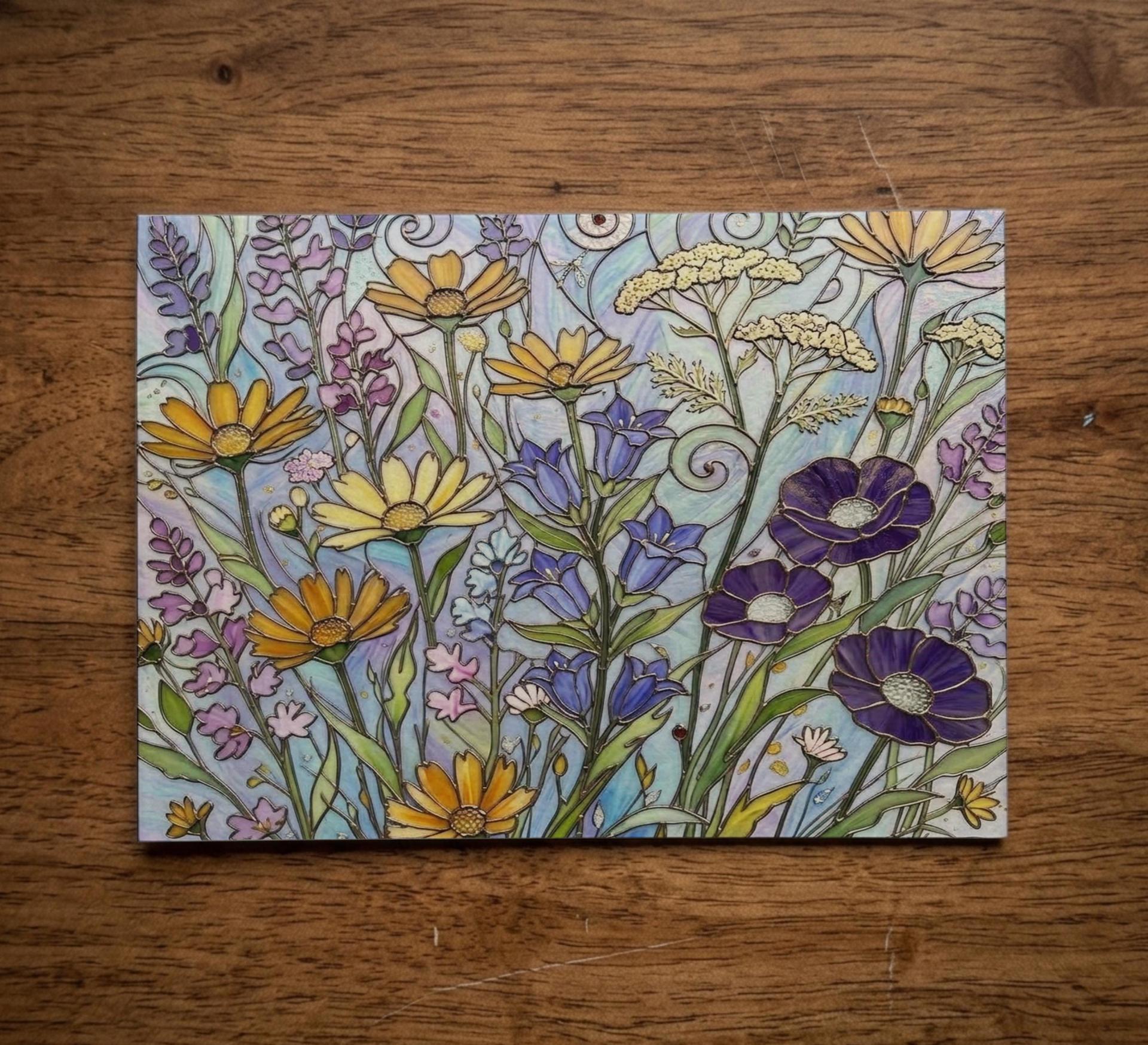 Flowers - Original Art Card - Single Card or Bulk 10 Pack of Gift Cards
