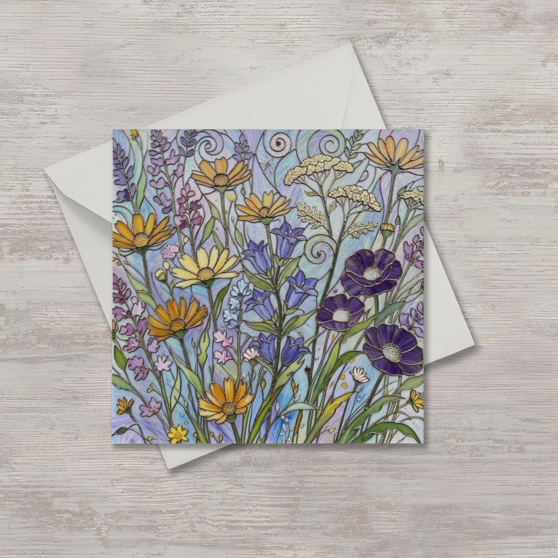 Flowers - Original Art Card - Single Card or Bulk 10 Pack of Gift Cards