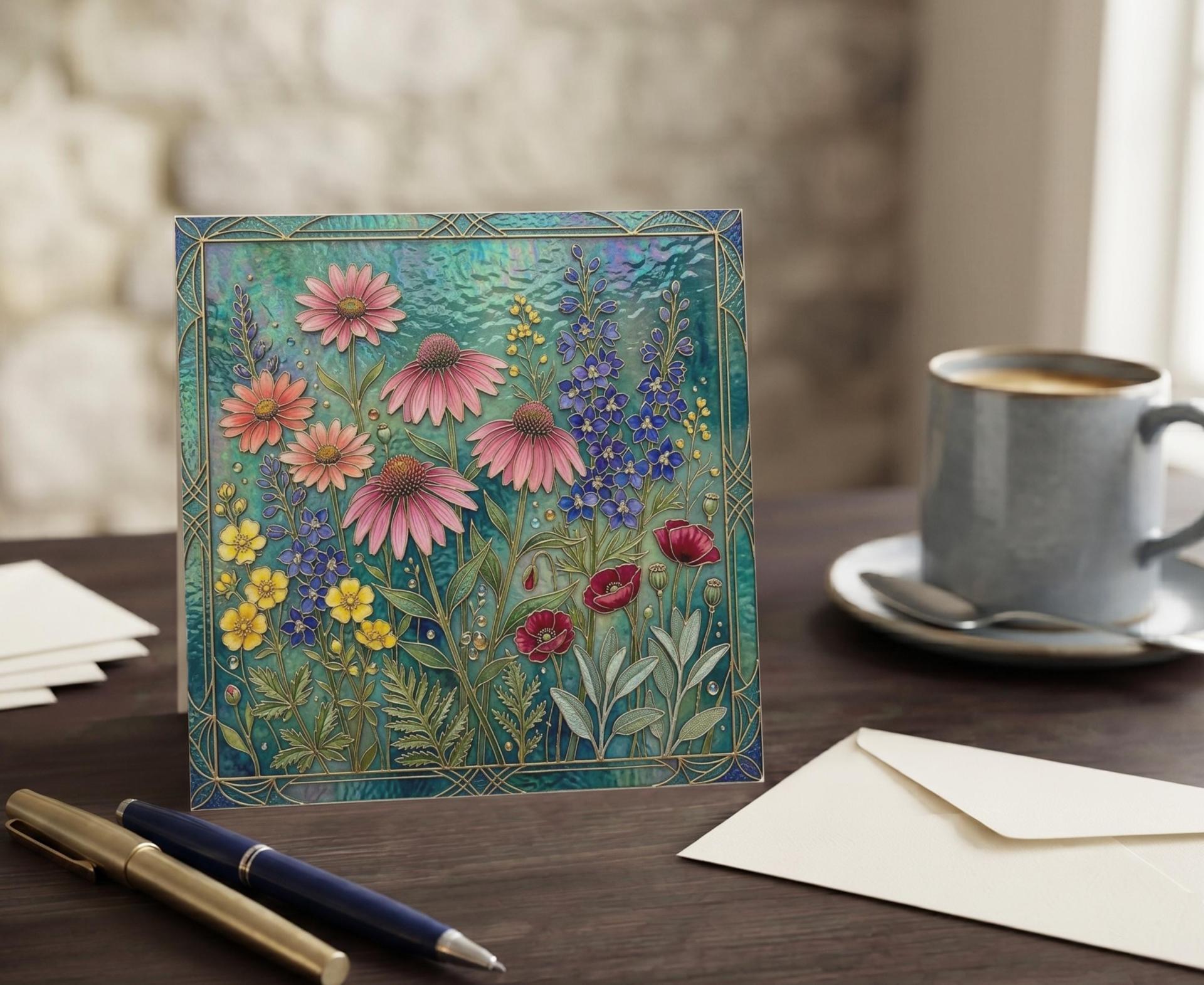 Flowers - Original Art Card - Single Card or Bulk 10 Pack of Gift Cards