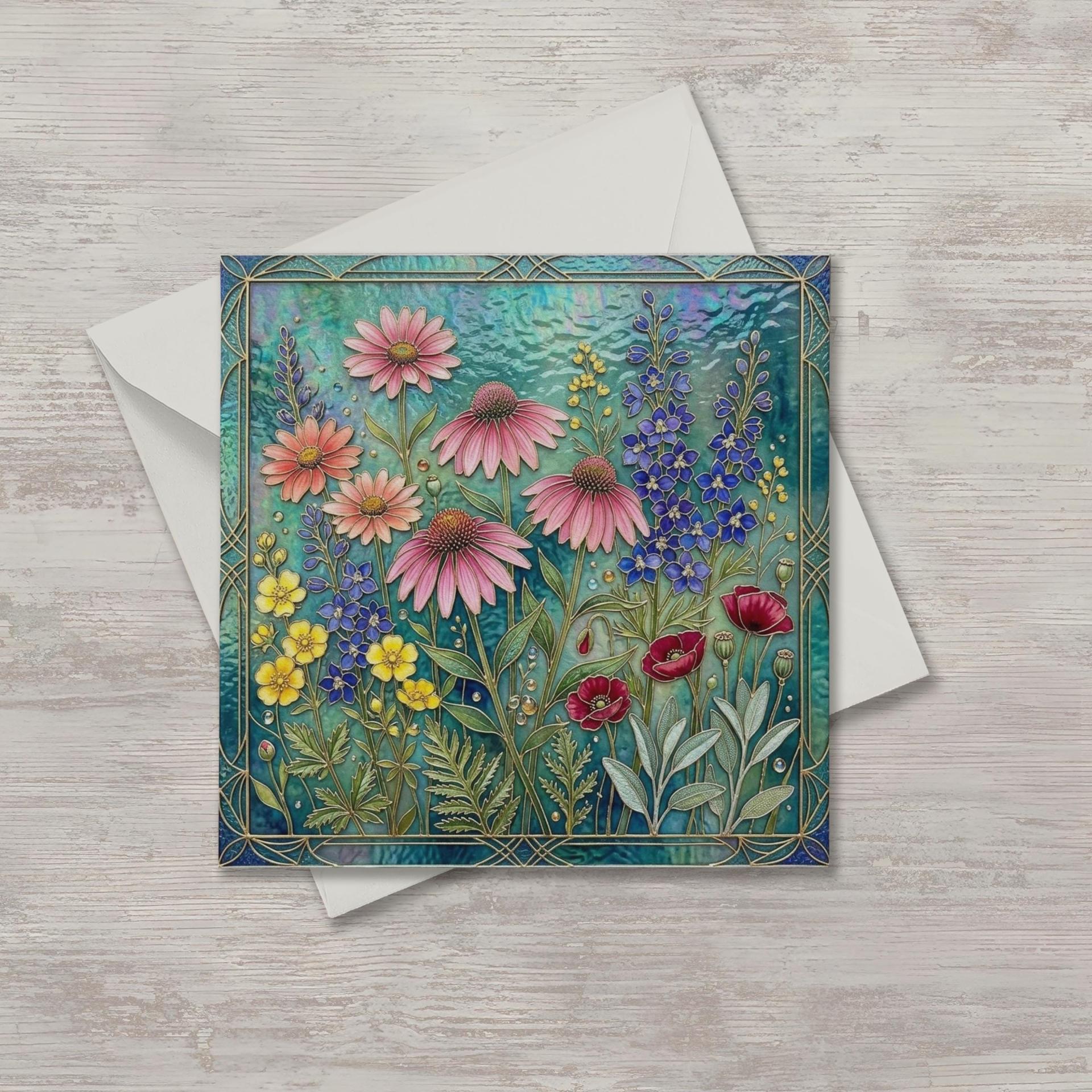 Flowers - Original Art Card - Single Card or Bulk 10 Pack of Gift Cards