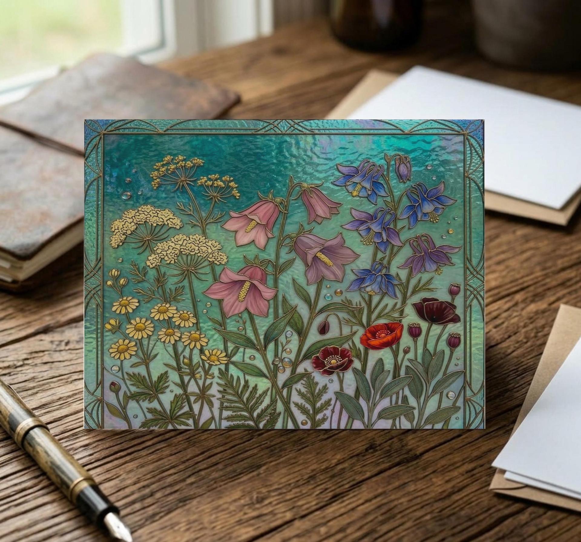 Flowers - Original Art Card - Single Card or Bulk 10 Pack of Gift Cards