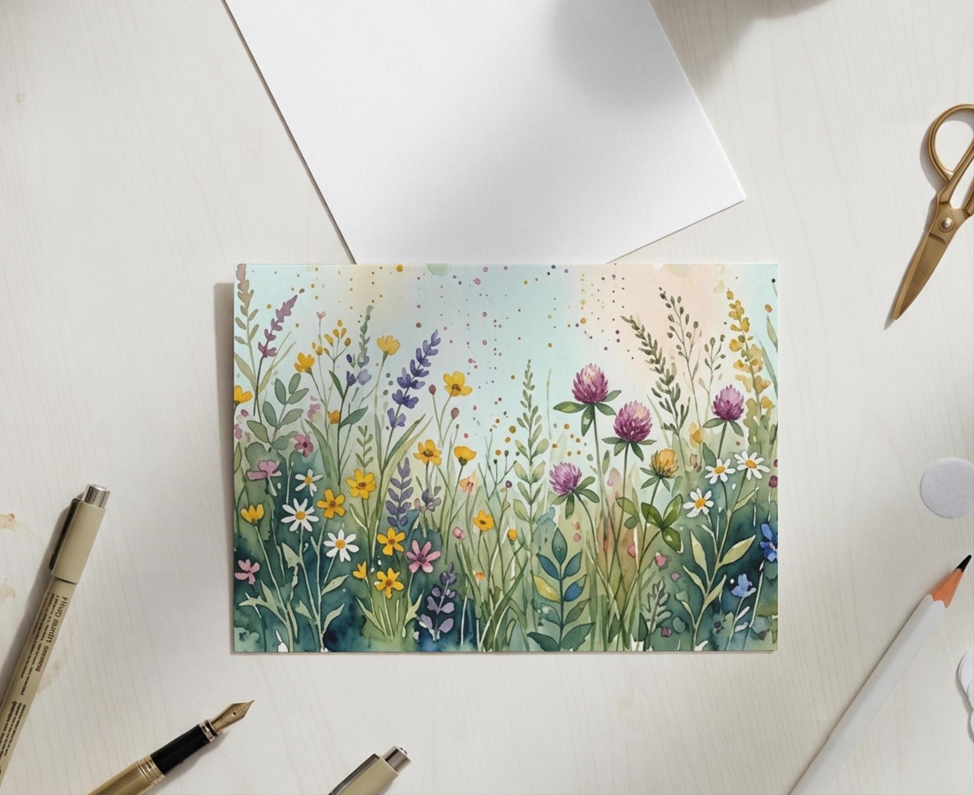 Flowers - Original Art Card - Single Card or Bulk 10 Pack of Gift Cards