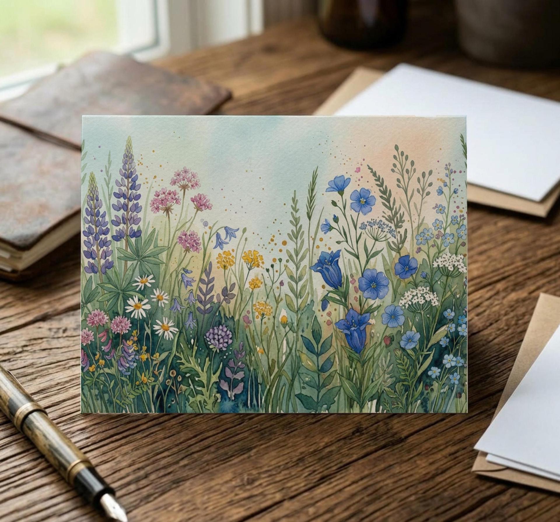 Flowers - Original Art Card - Single Card or Bulk 10 Pack of Gift Cards