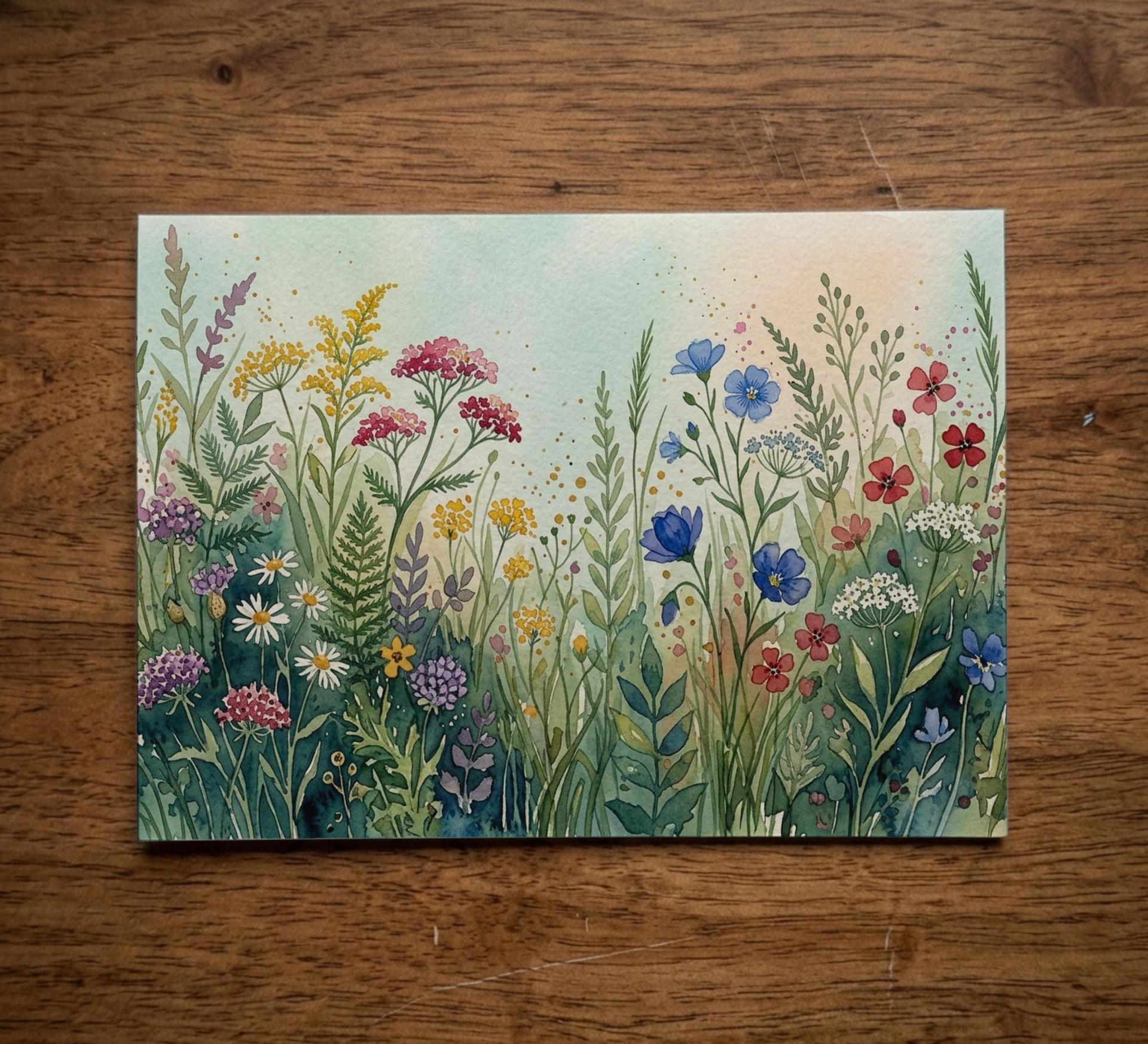 Flowers - Original Art Card - Single Card or Bulk 10 Pack of Gift Cards
