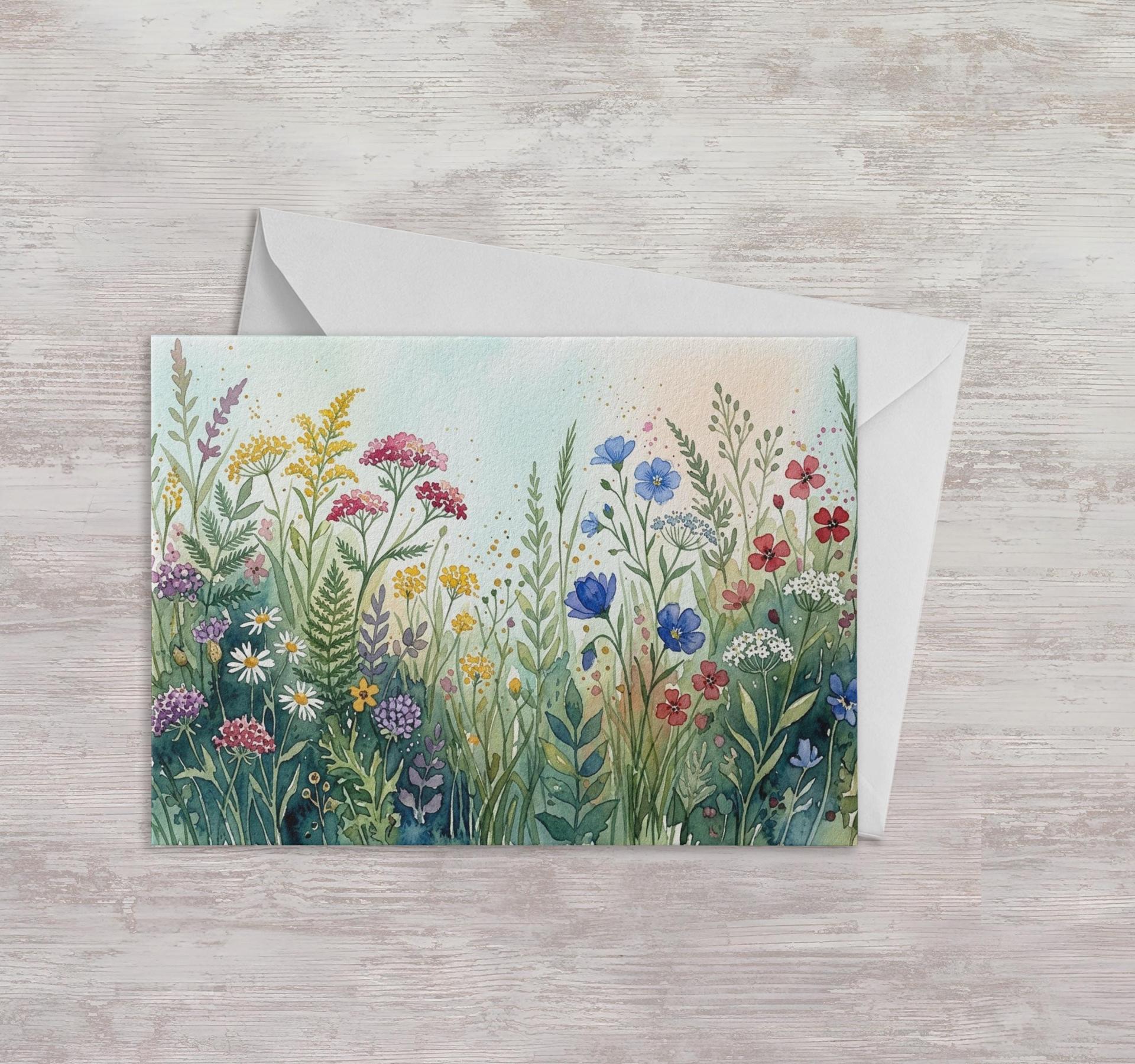 Flowers - Original Art Card - Single Card or Bulk 10 Pack of Gift Cards