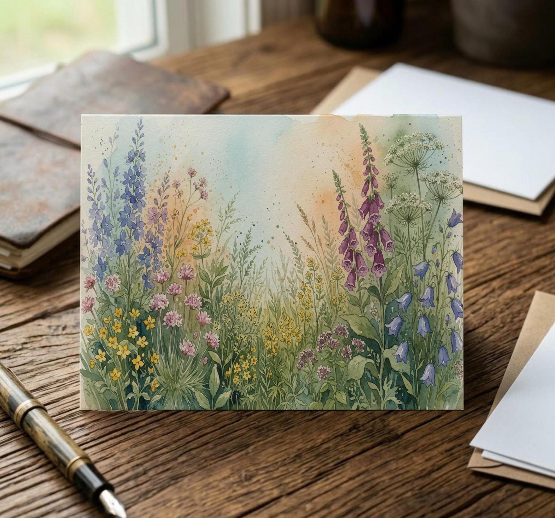 Flowers - Original Art Card - Single Card or Bulk 10 Pack of Gift Cards