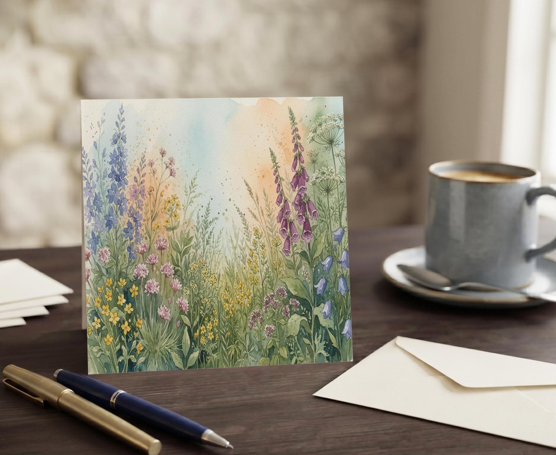 Flowers - Original Art Card - Single Card or Bulk 10 Pack of Gift Cards