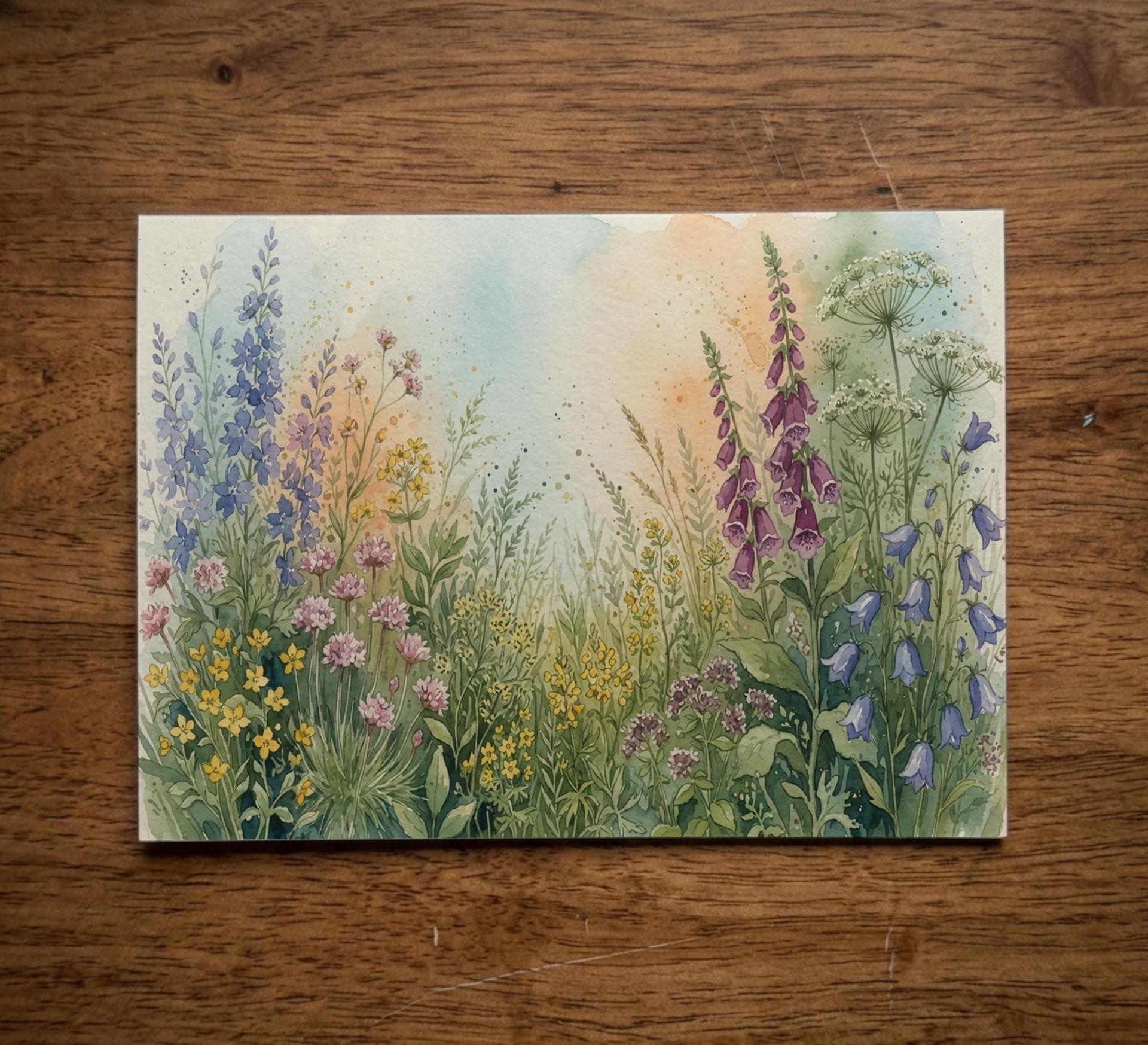 Flowers - Original Art Card - Single Card or Bulk 10 Pack of Gift Cards