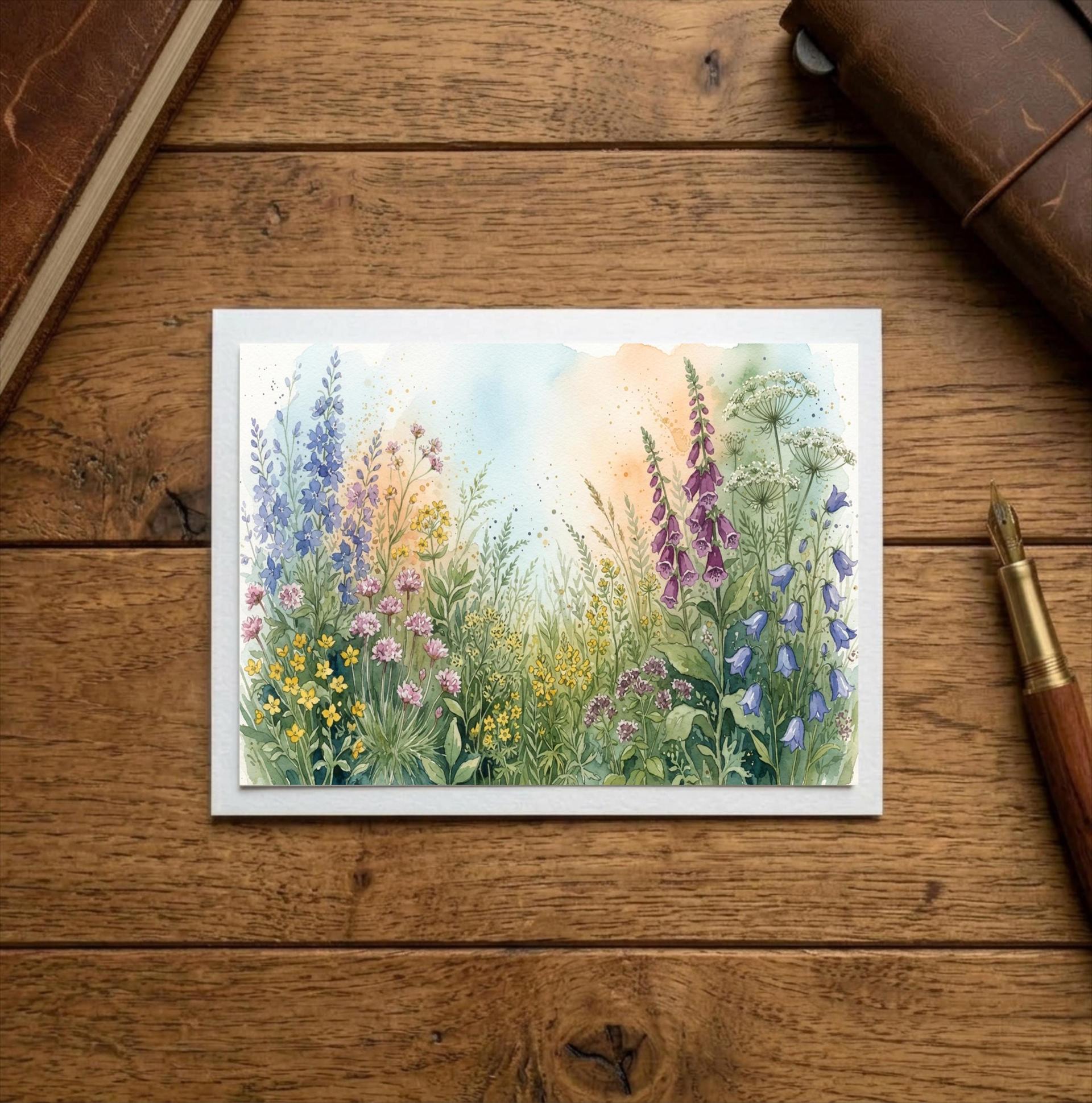 Flowers - Original Art Card - Single Card or Bulk 10 Pack of Gift Cards