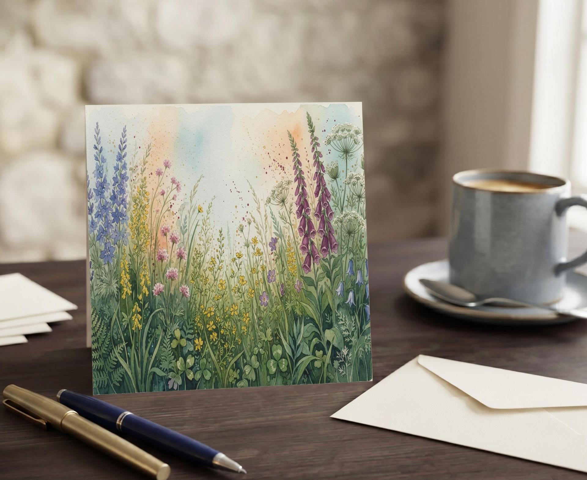 Flowers - Original Art Card - Single Card or Bulk 10 Pack of Gift Cards