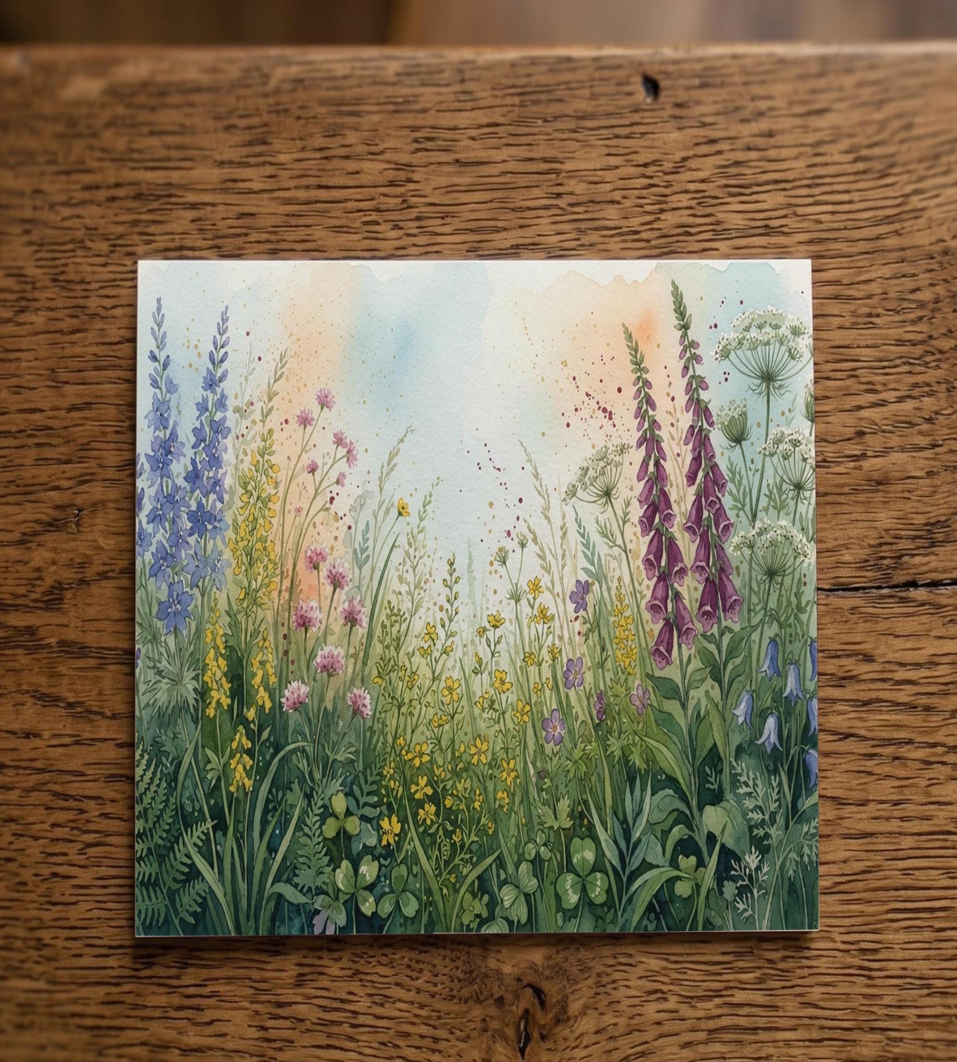 Flowers - Original Art Card - Single Card or Bulk 10 Pack of Gift Cards