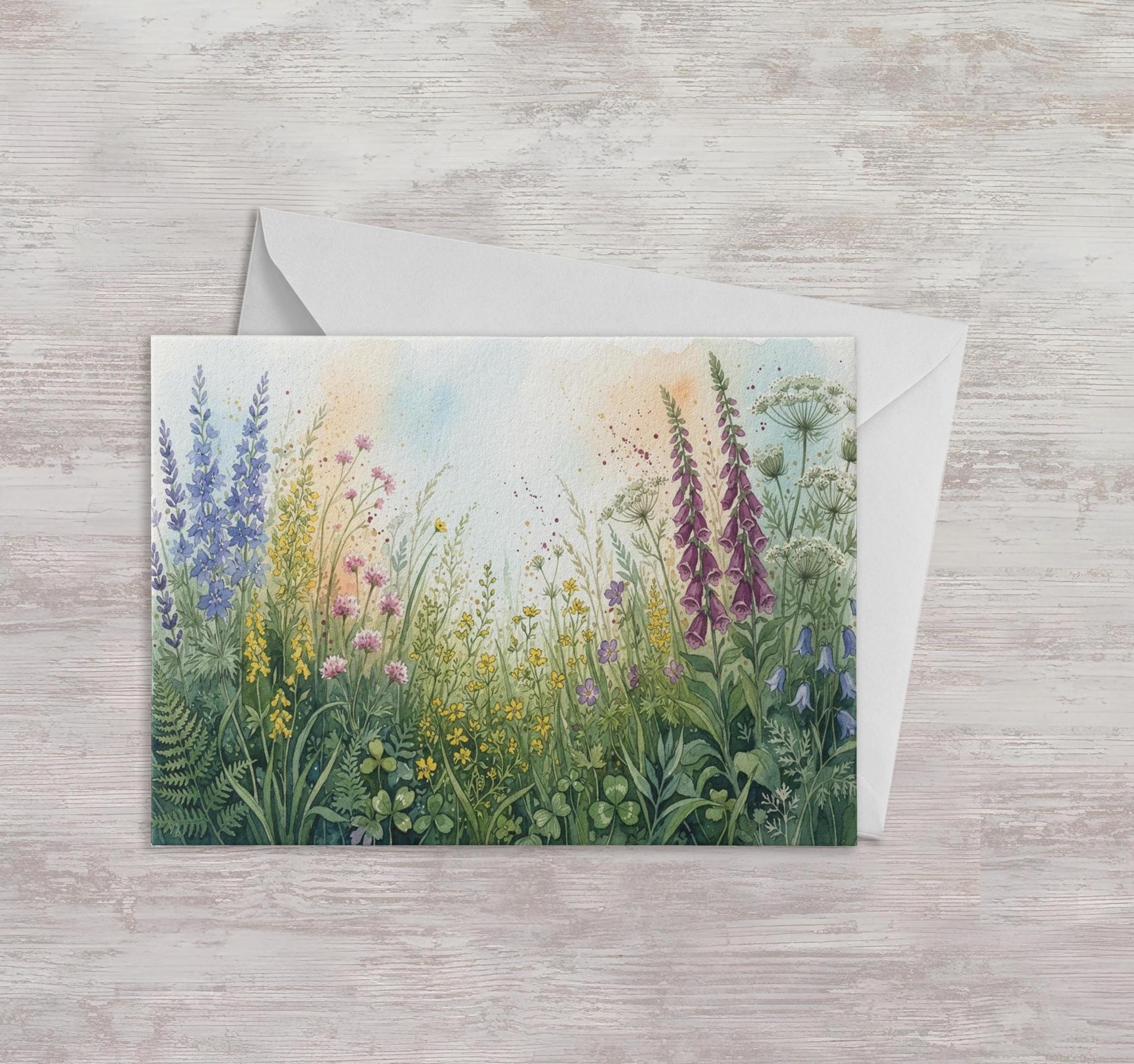 Flowers - Original Art Card - Single Card or Bulk 10 Pack of Gift Cards