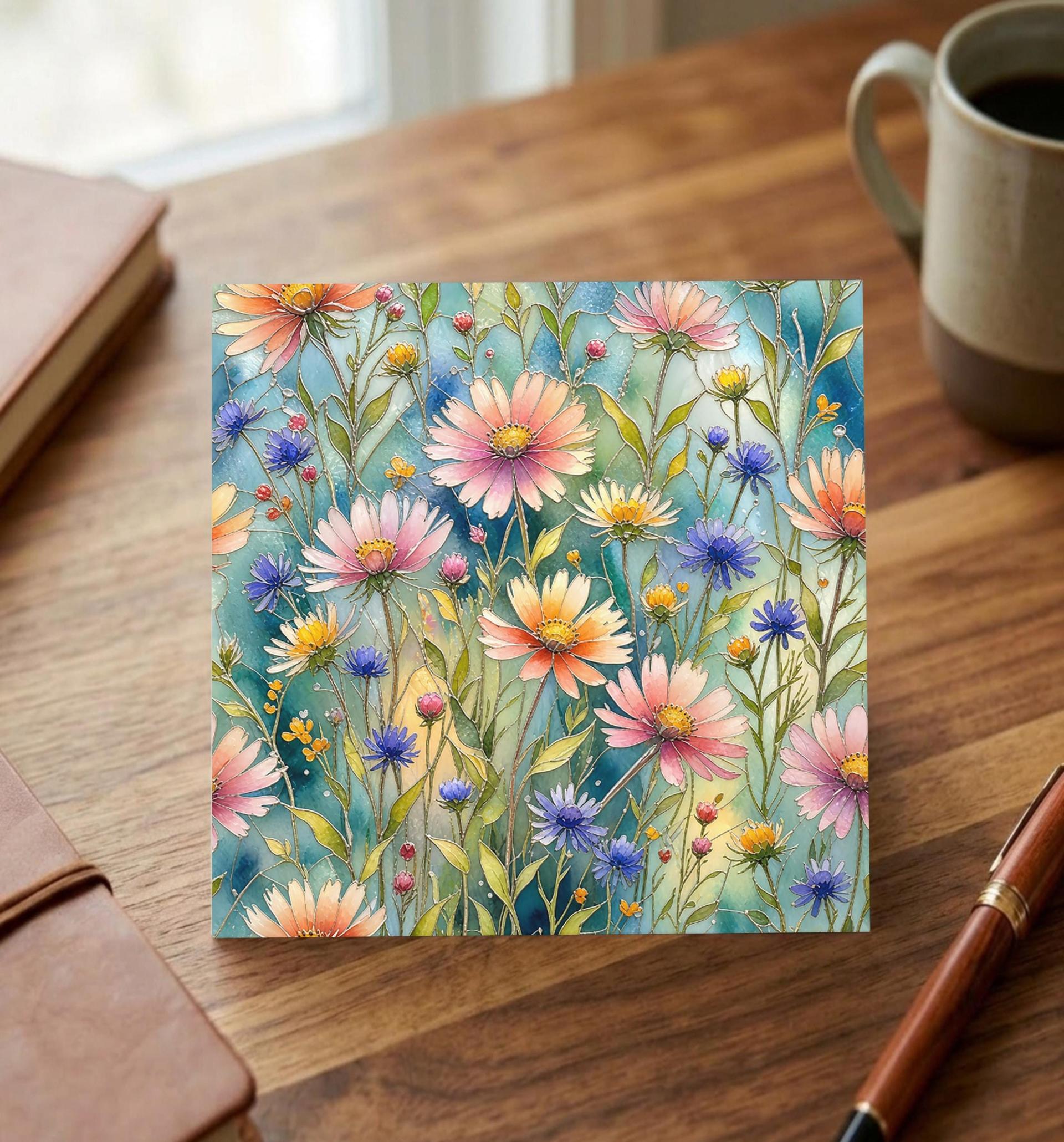 Flowers - Original Art Card - Single Card or Bulk 10 Pack of Gift Cards