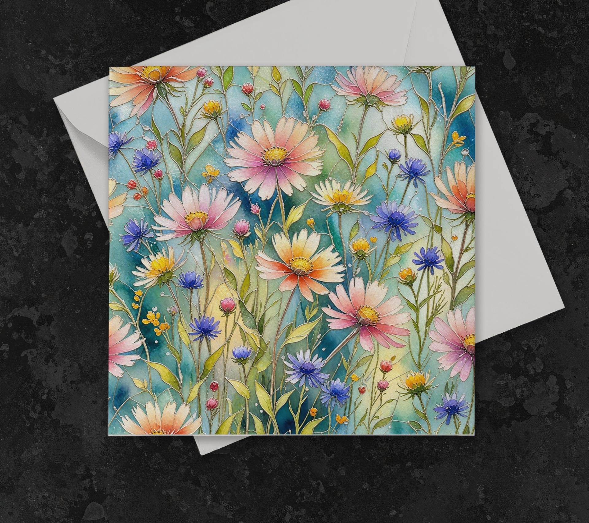 Flowers - Original Art Card - Single Card or Bulk 10 Pack of Gift Cards