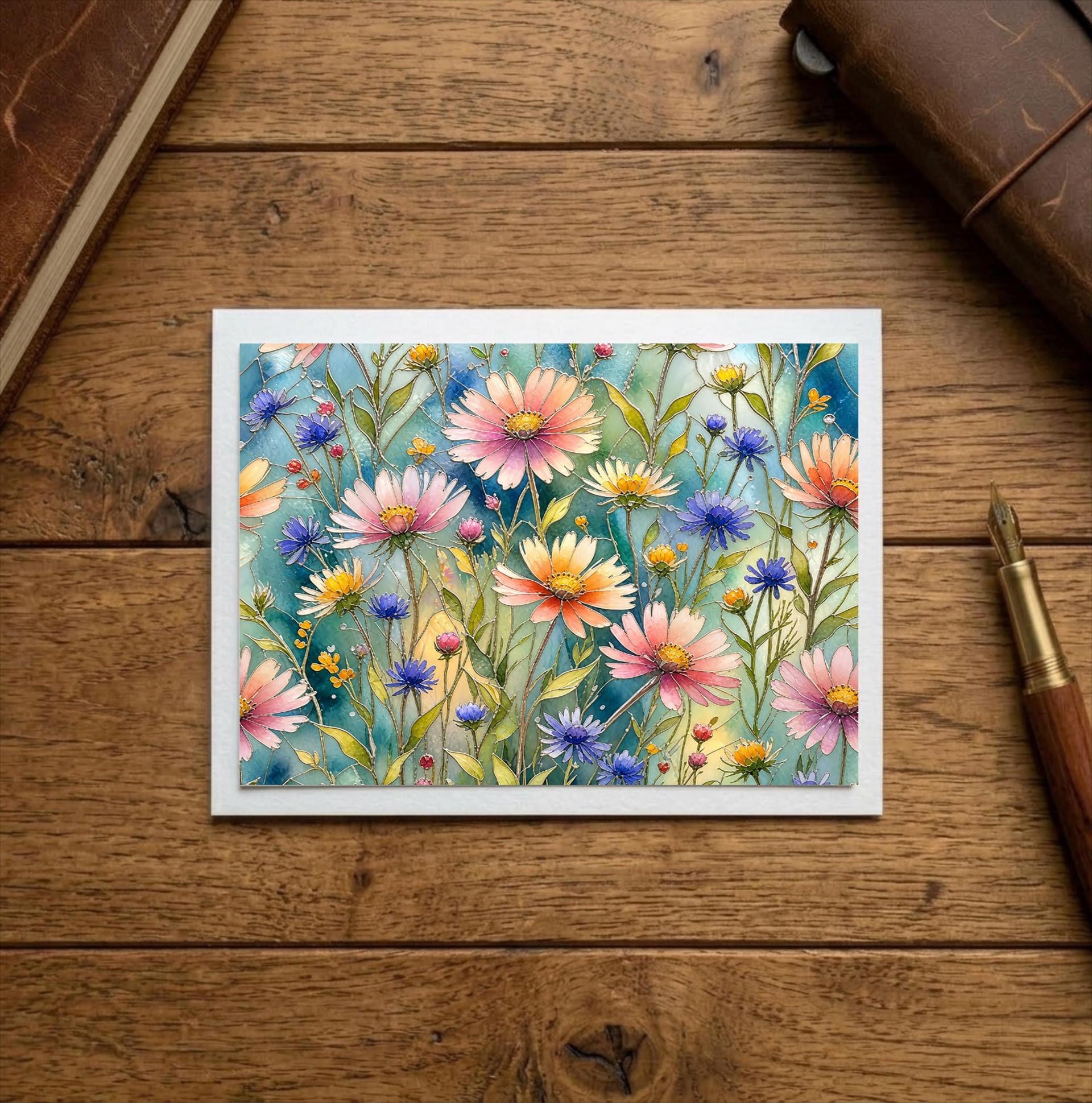 Flowers - Original Art Card - Single Card or Bulk 10 Pack of Gift Cards