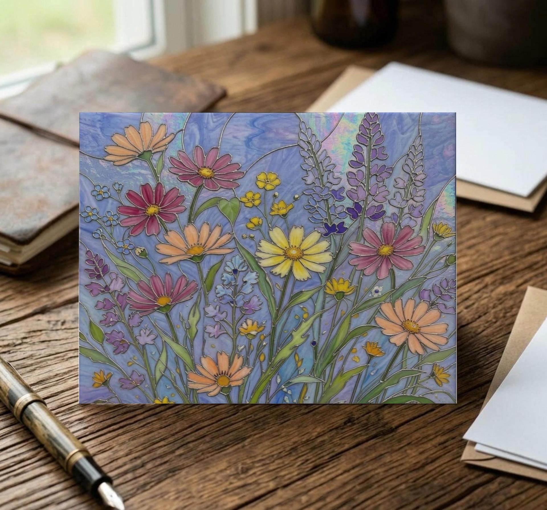 Flowers - Original Art Card - Single Card or Bulk 10 Pack of Gift Cards