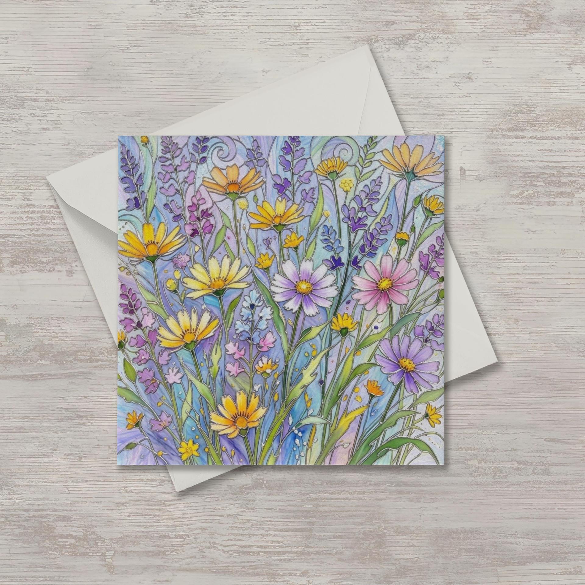 Flowers - Original Art Card - Single Card or Bulk 10 Pack of Gift Cards