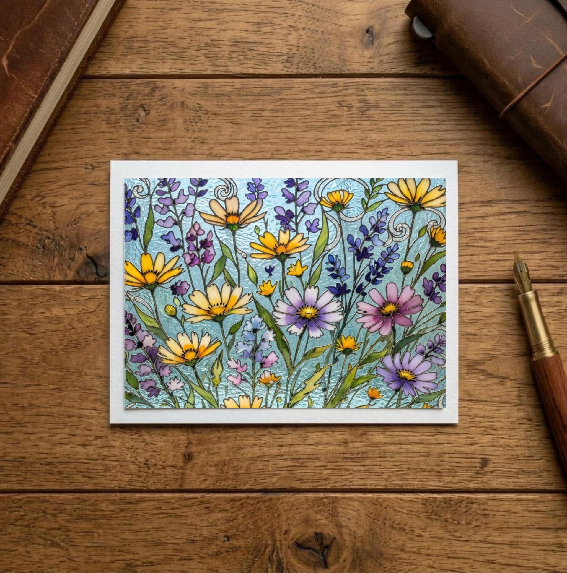 Flowers - Original Art Card - Single Card or Bulk 10 Pack of Gift Cards