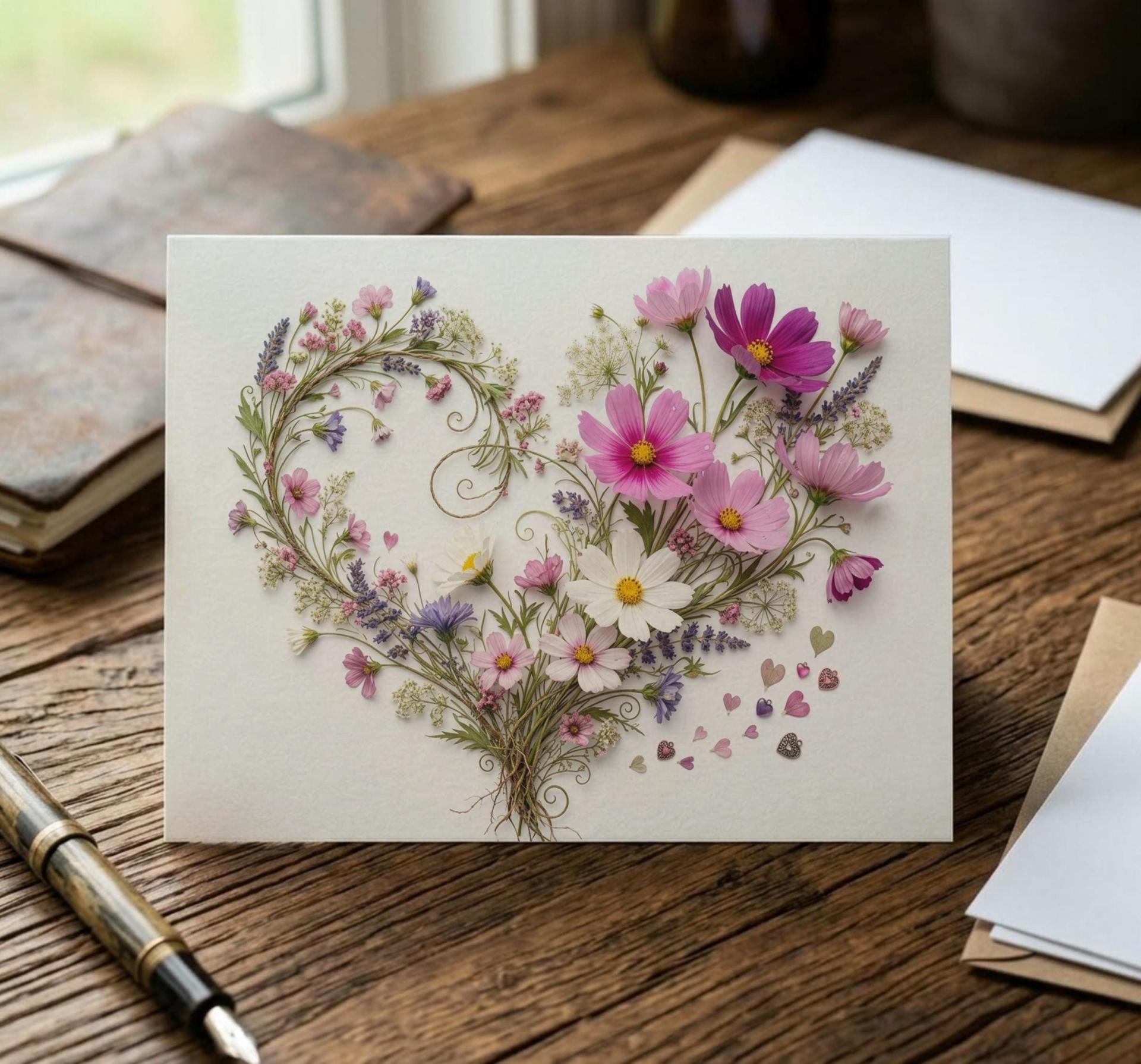 Flowers - Original Art Card - Single Card or Bulk 10 Pack of Gift Cards
