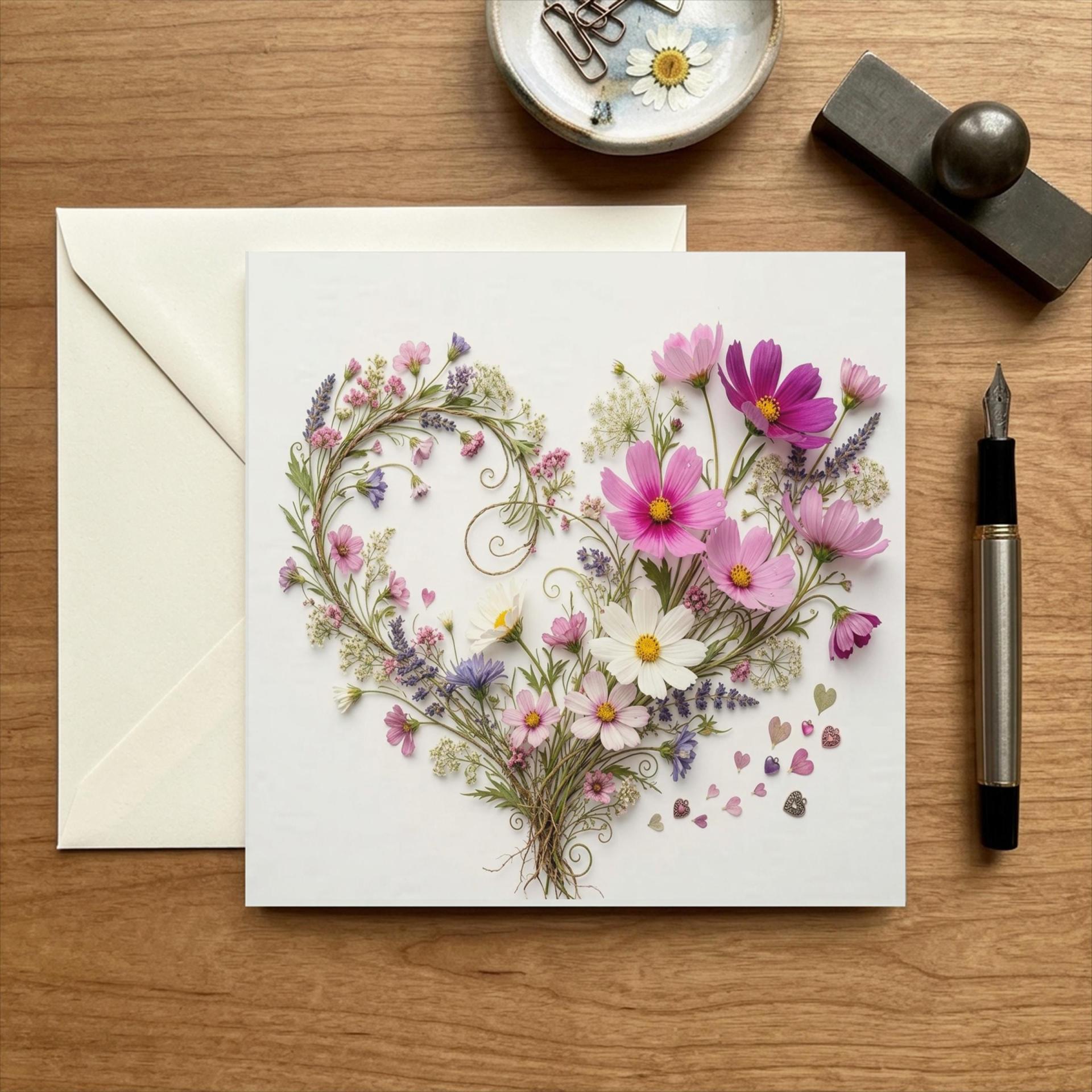 Flowers - Original Art Card - Single Card or Bulk 10 Pack of Gift Cards