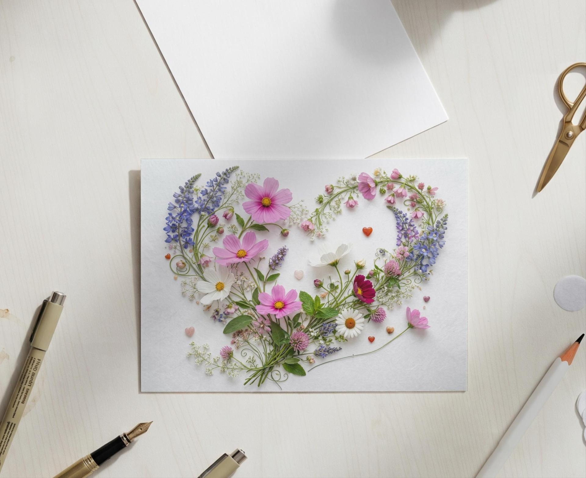 Flowers - Original Art Card - Single Card or Bulk 10 Pack of Gift Cards