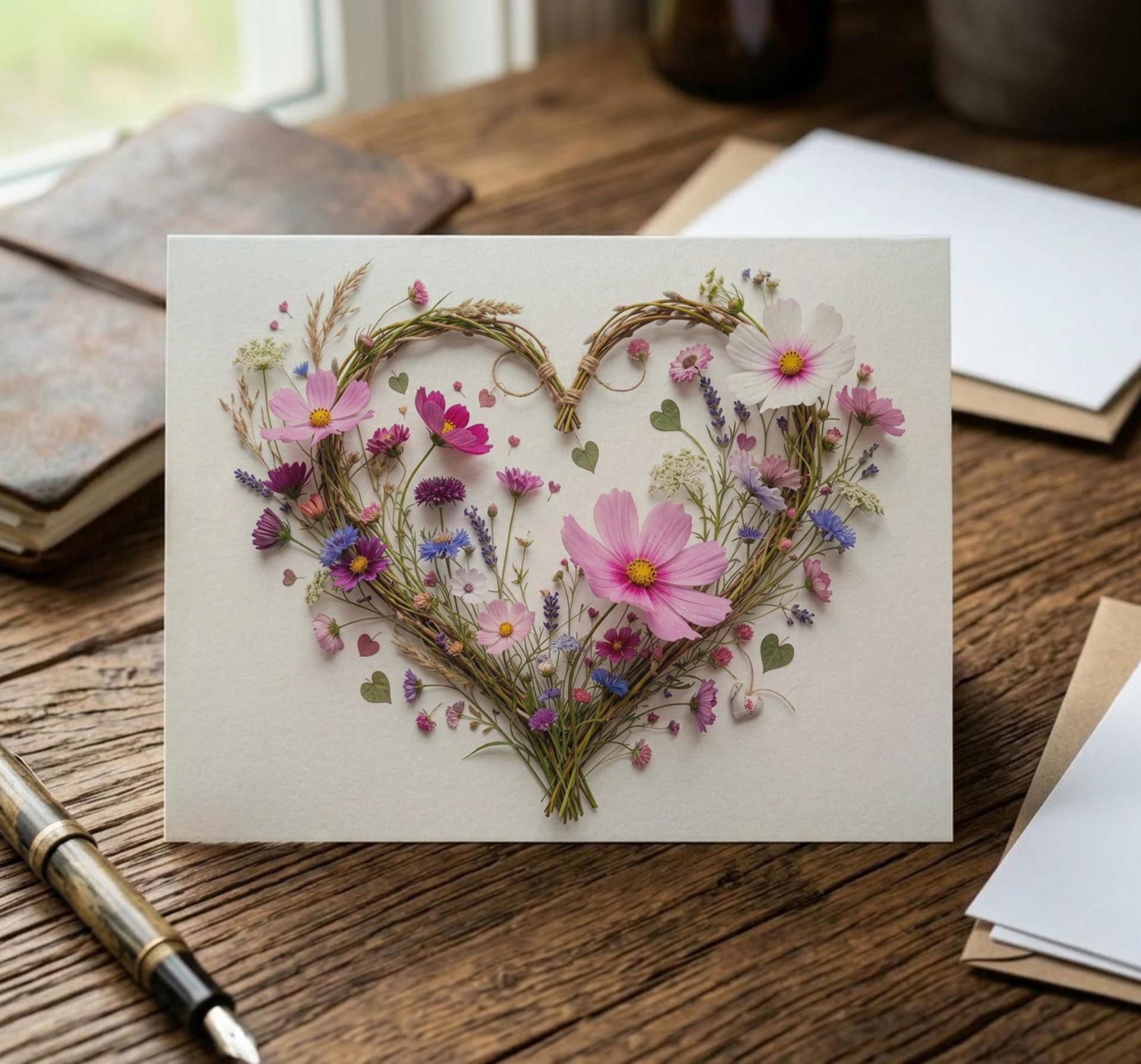 Flowers - Original Art Card - Single Card or Bulk 10 Pack of Gift Cards