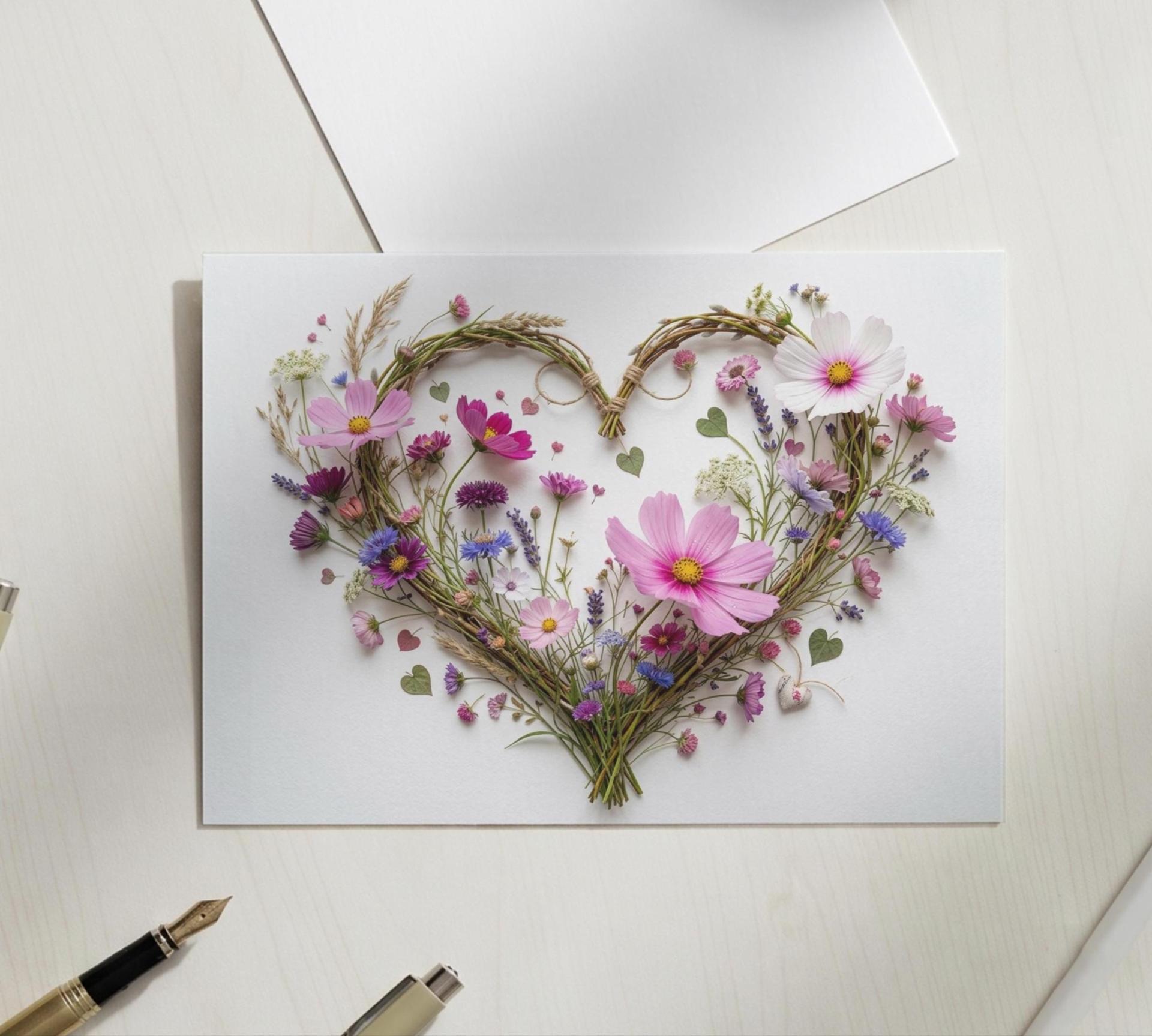 Flowers - Original Art Card - Single Card or Bulk 10 Pack of Gift Cards