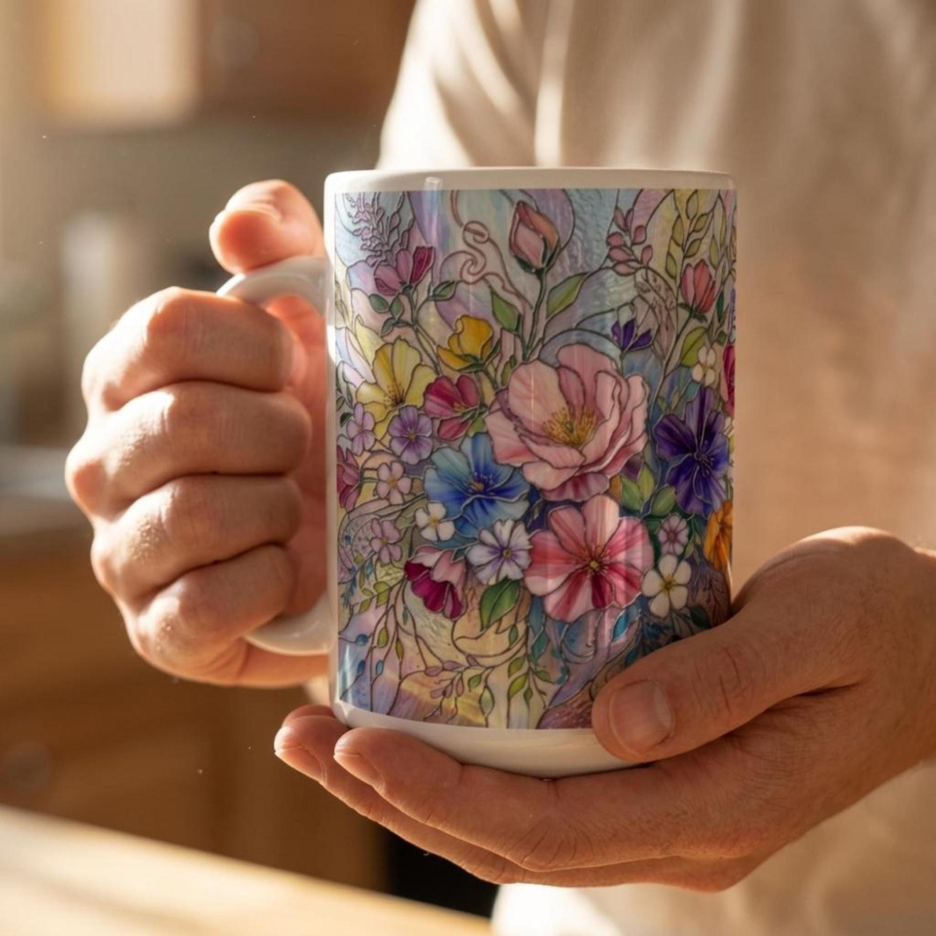 Floral Cups -  Large and Small Ceramic Mugs