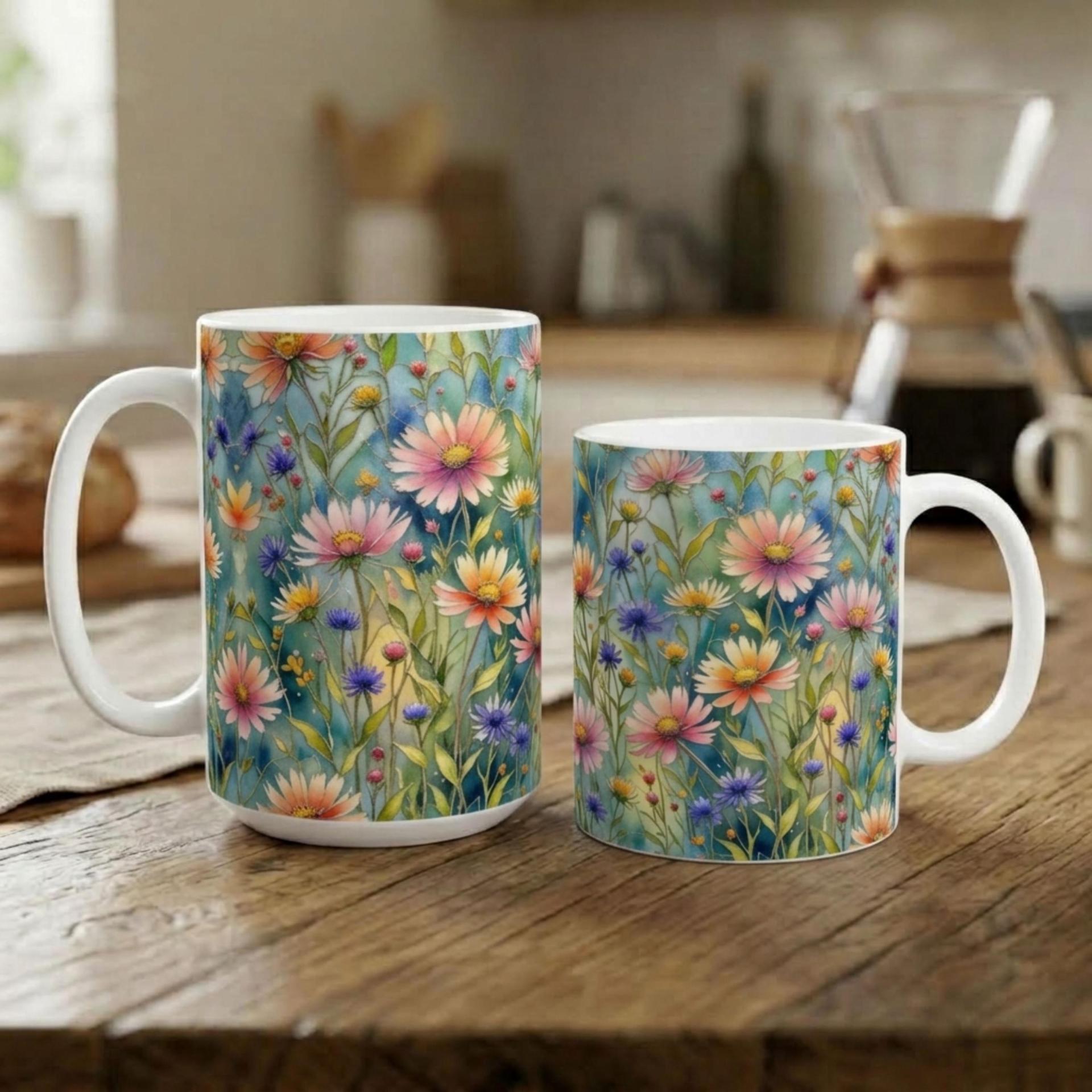Floral Cups -  Large and Small Ceramic Mugs