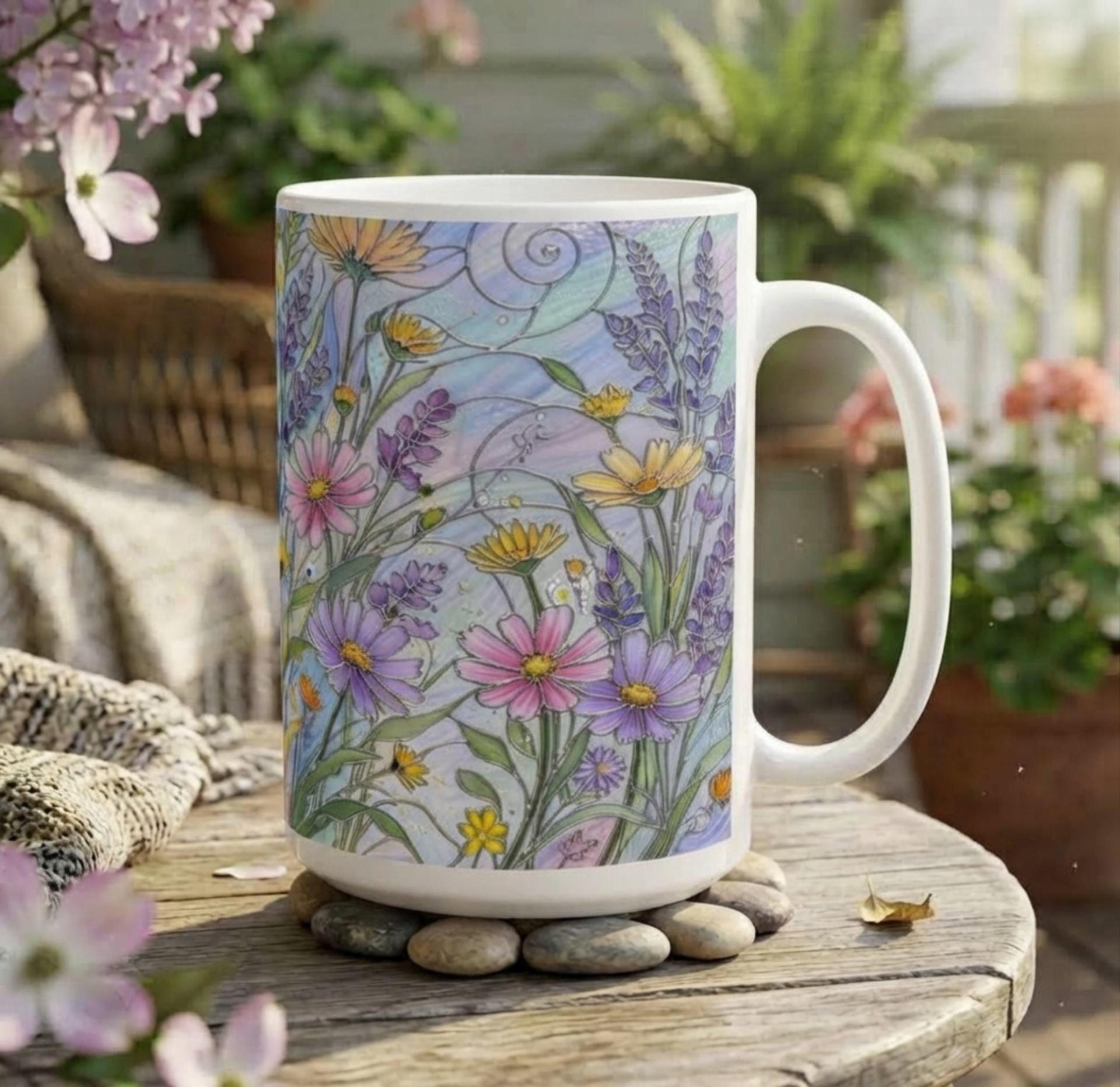 Floral Cups -  Large and Small Ceramic Mugs