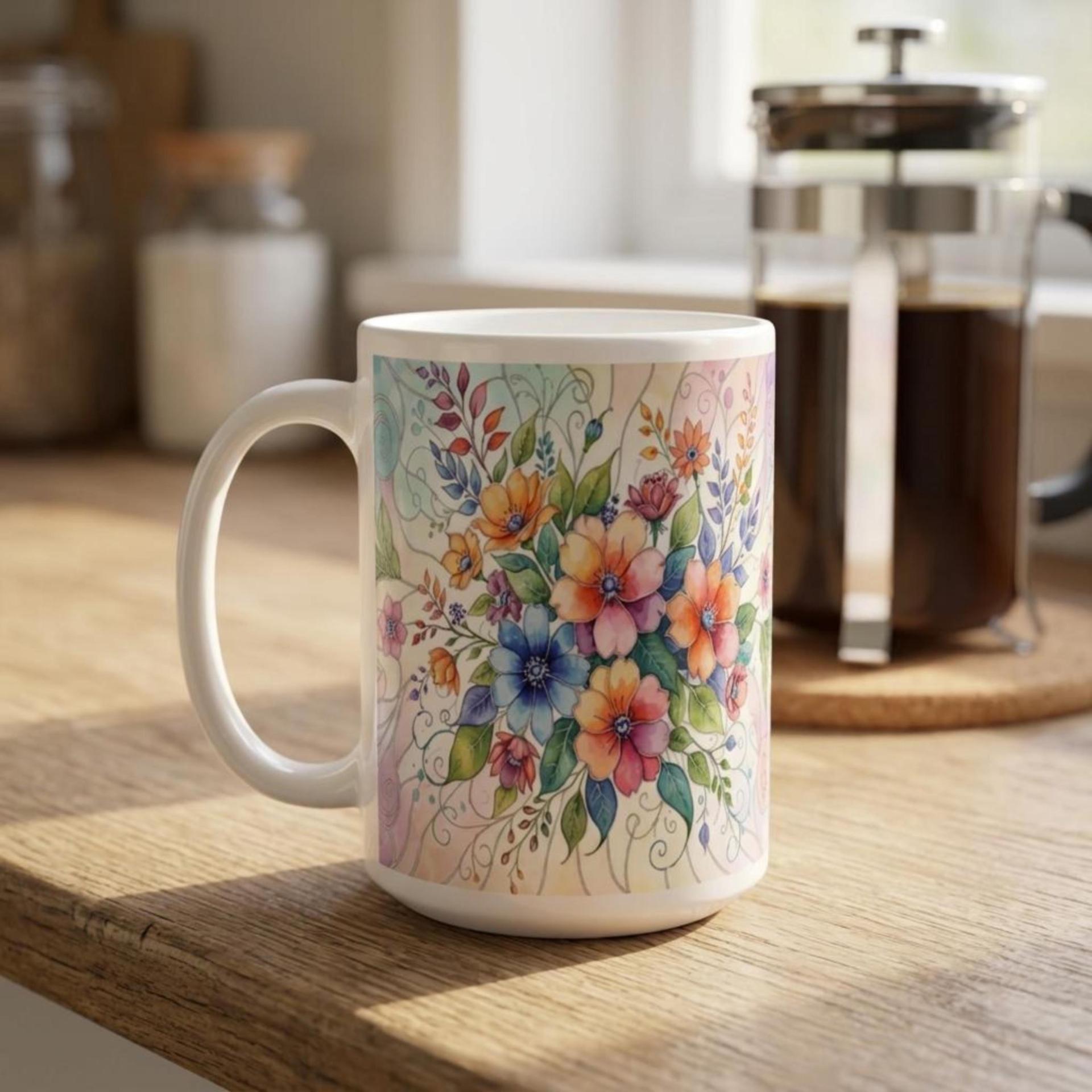 Floral Cups -  Large and Small Ceramic Mugs