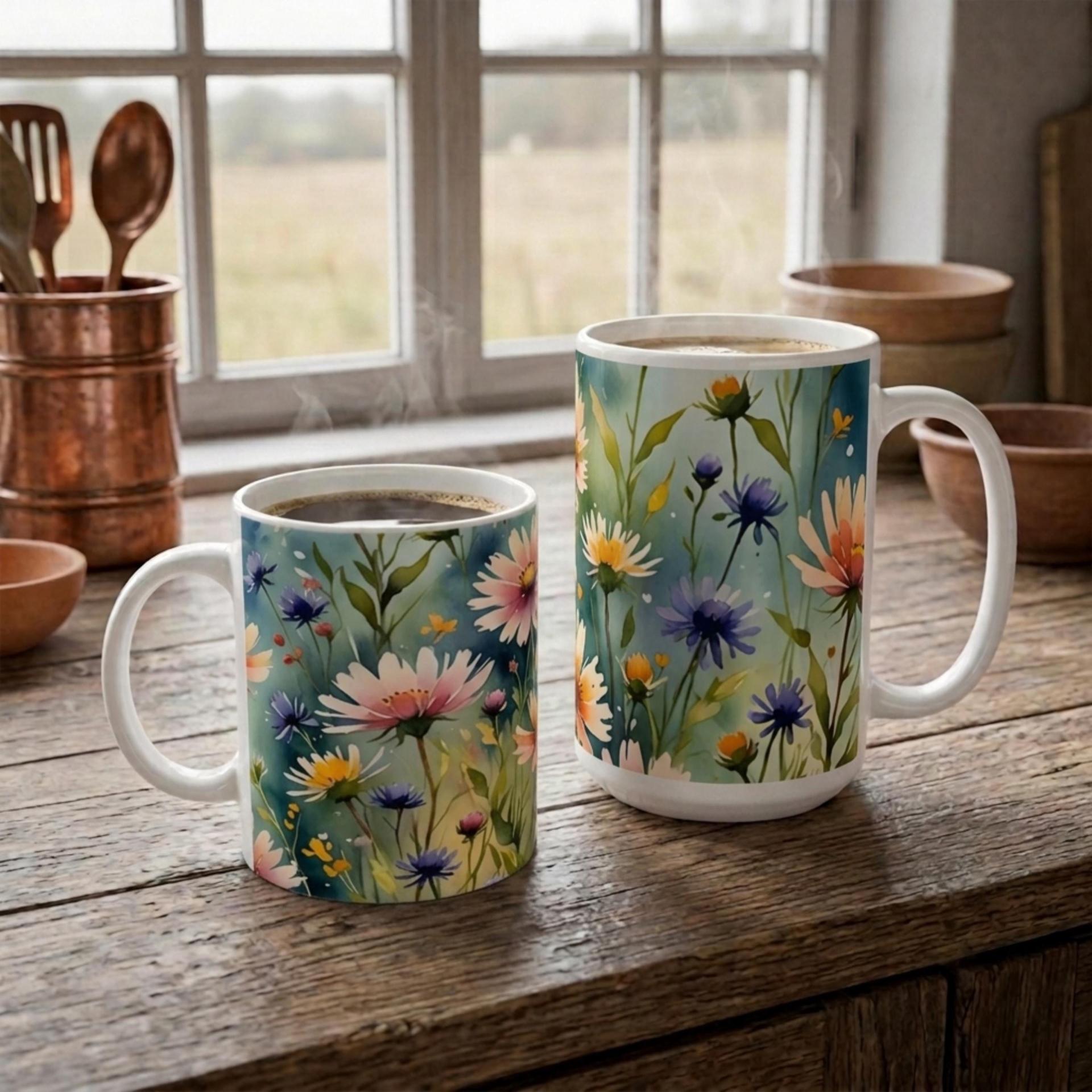 Floral Cups -  Large and Small Ceramic Mugs