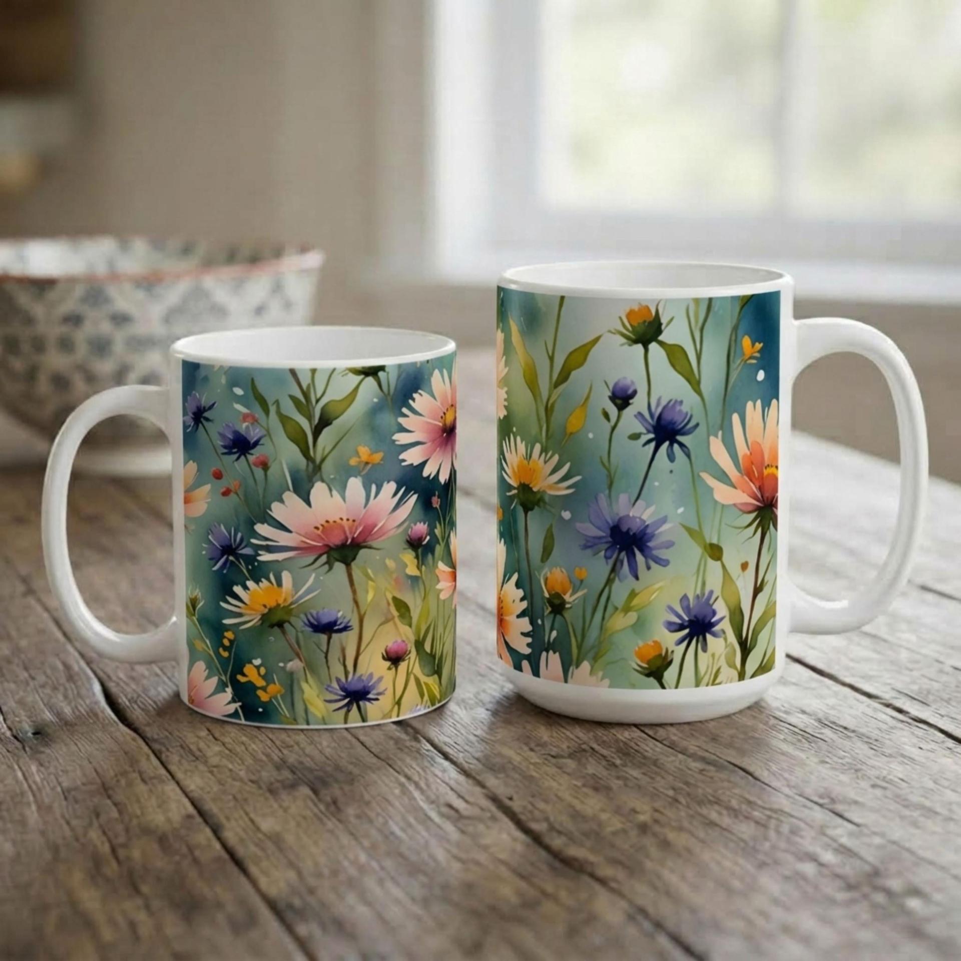 Floral Cups -  Large and Small Ceramic Mugs