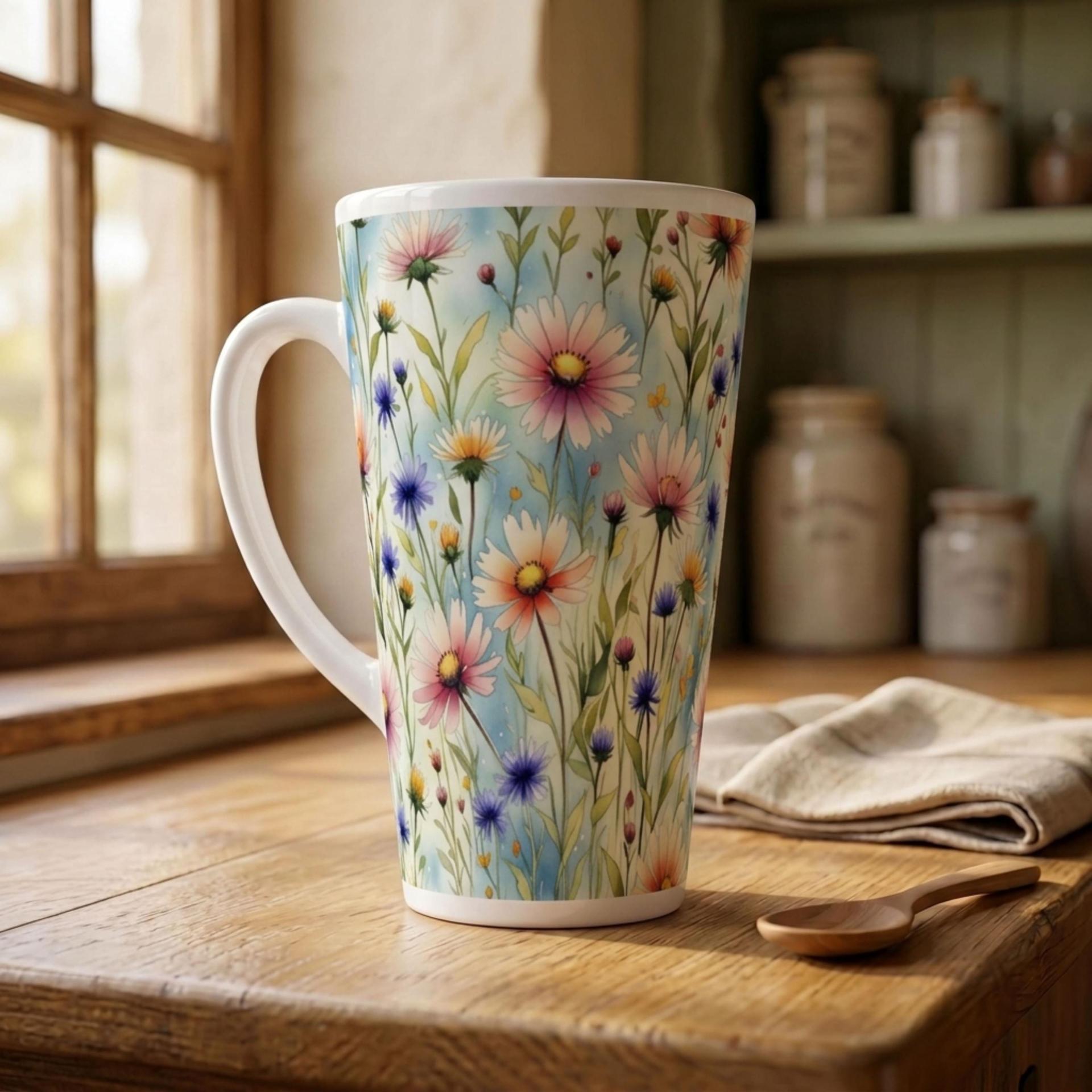 Latte 17oz Ceramic Mug - Coffee or Tea Cup, Extra Tall