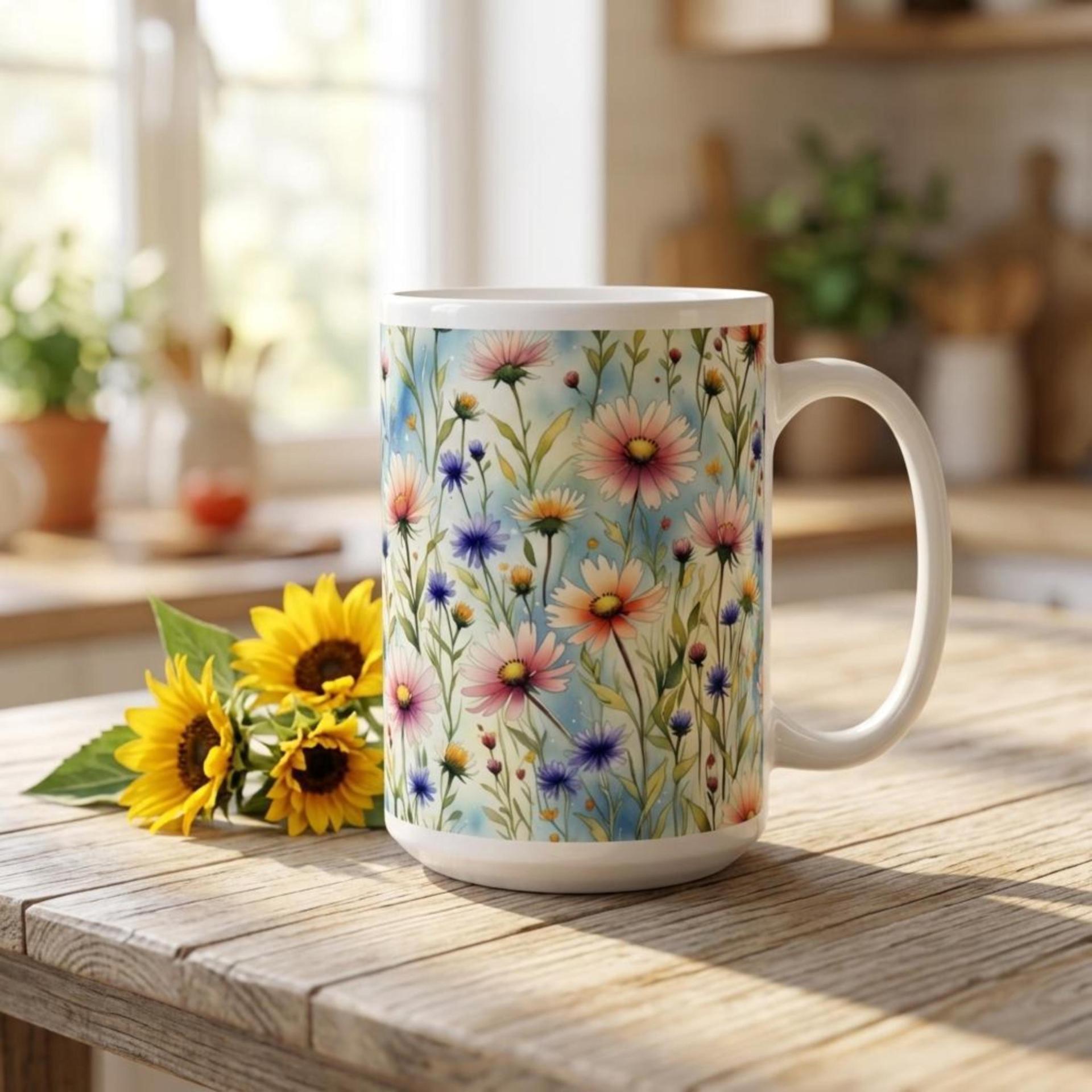 Floral Cups -  Large and Small Ceramic Mugs